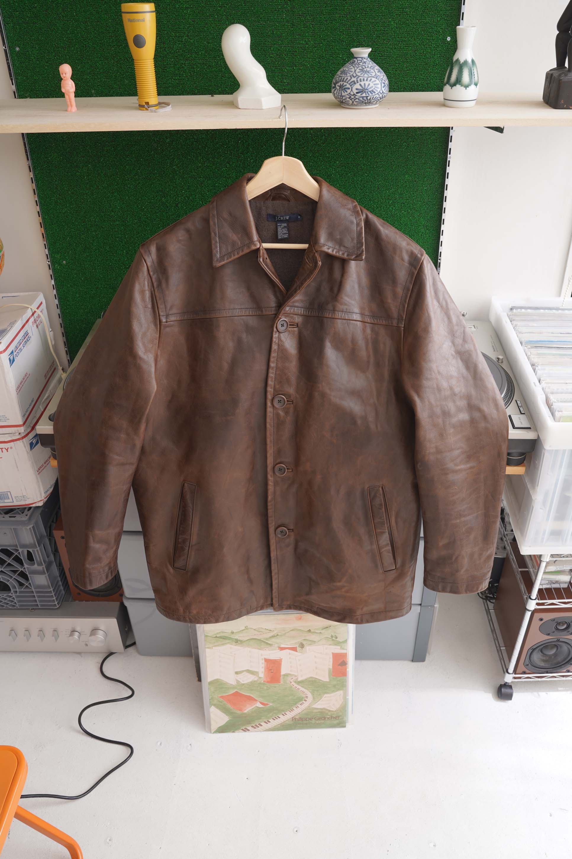 【安値】90'sJ.Crew-Leather jacket (size L) 安値】90'sJ.Crew-Leather jacket (size L) - メルカリ