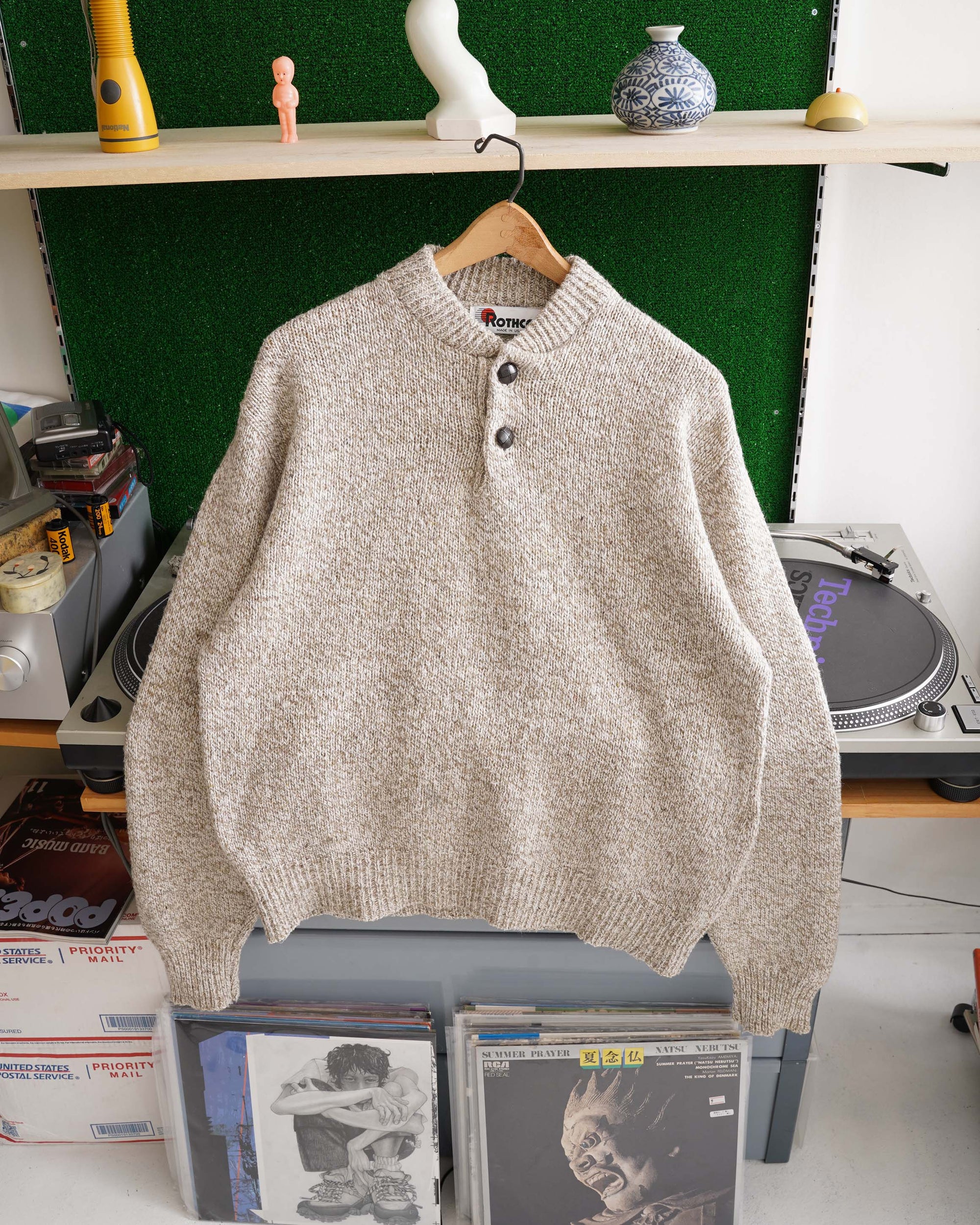 90S MADE IN USA ROTHCO HENRY NECK SWEATER