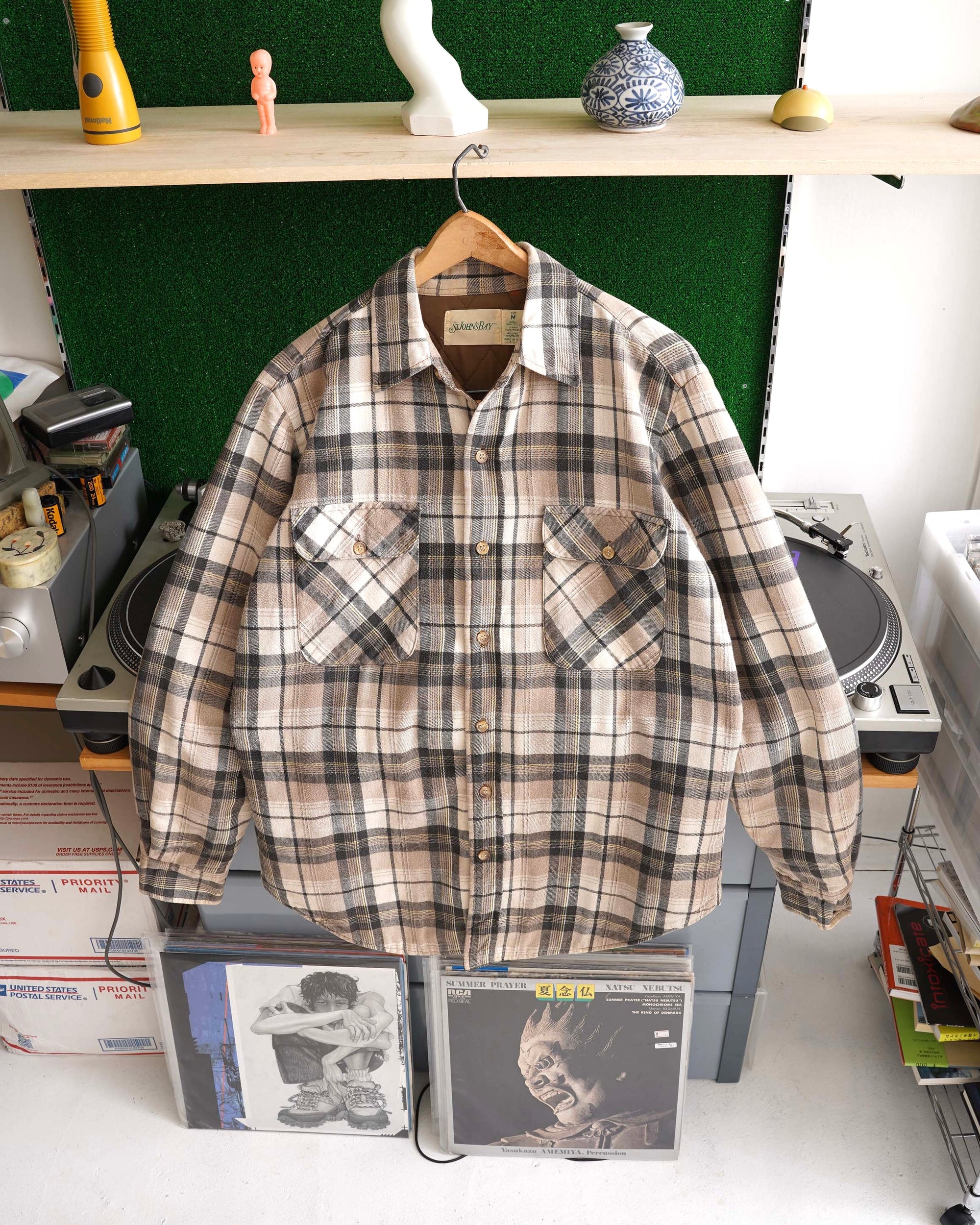 90S ST.JOHN'S BAY QUILT PLAID SHIRT