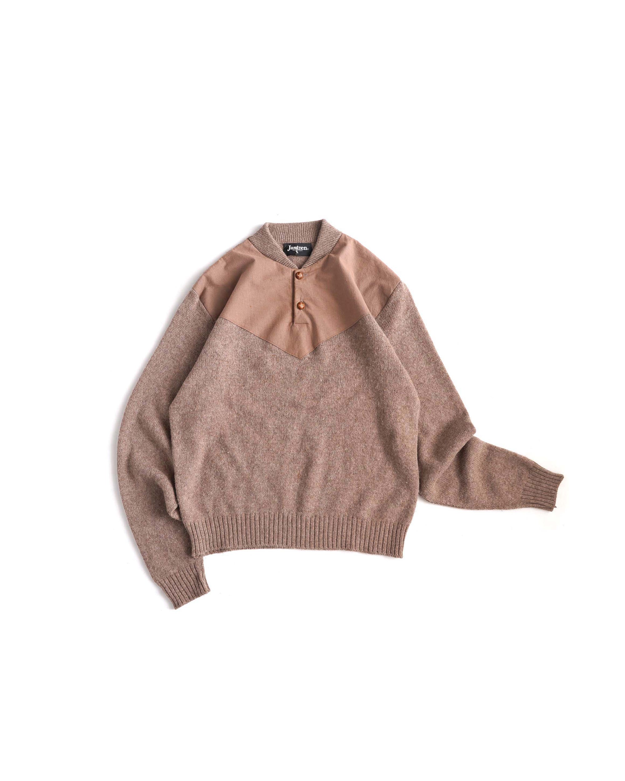 90S MADE IN USA JANTZEN HENRY NECK WOOL SWEATER