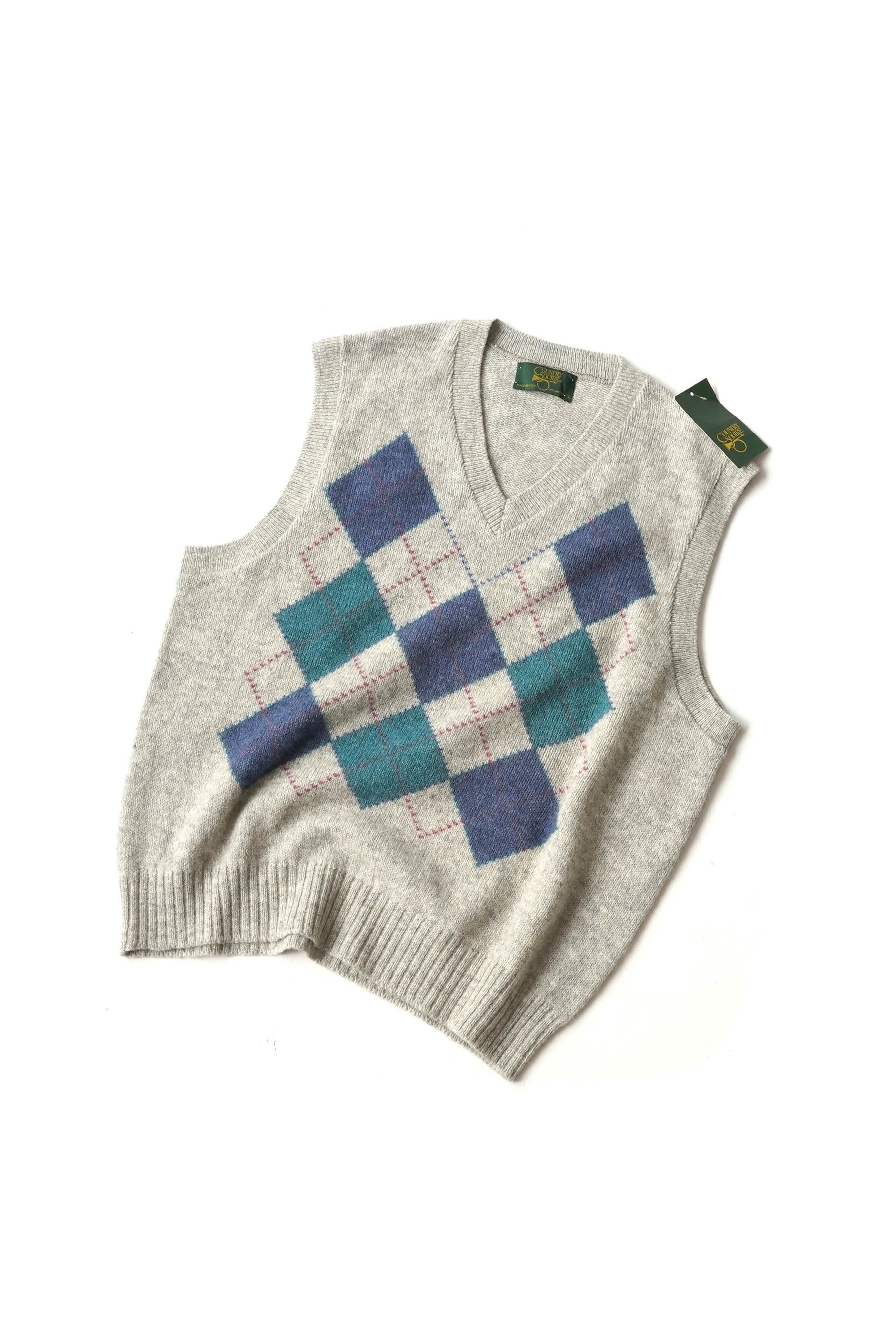 90S MADE IN USA COUNTRY SQUIRE BY JANTZEN ARGYLE VEST (DEADSTOCK)