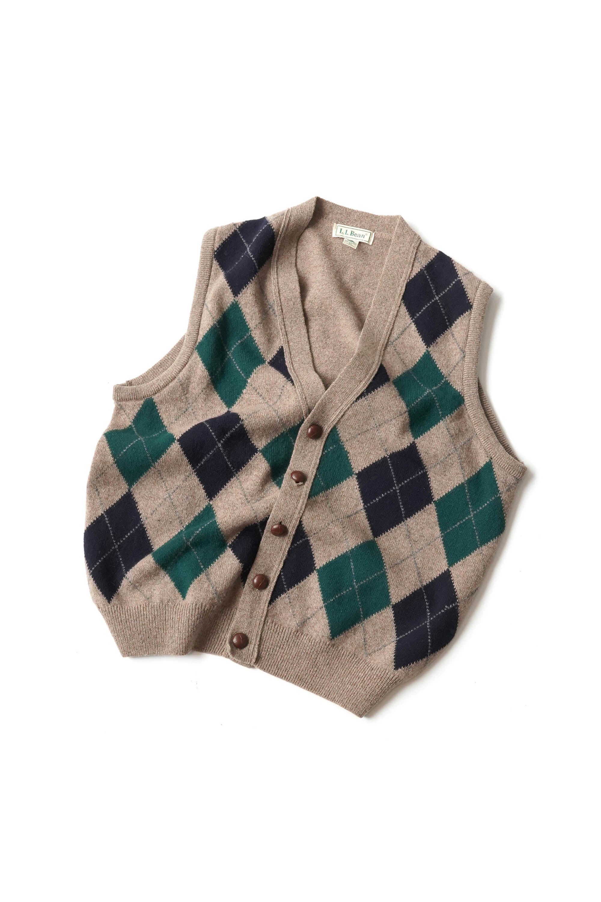 80~90S MADE IN IRELAND L.L.BEAN ARGYLE VEST