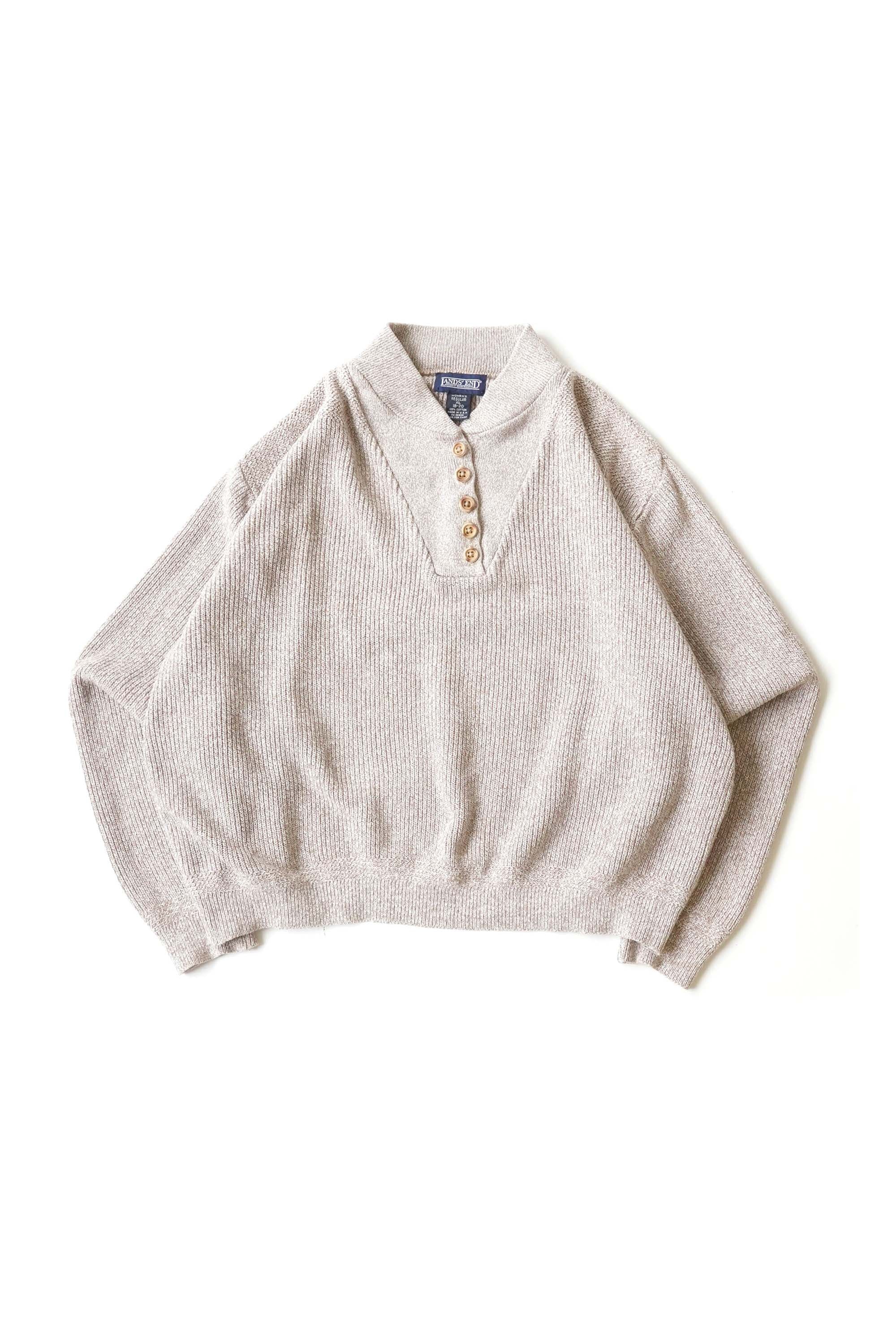90S LAND'S END HENLEY NECK SWEATER