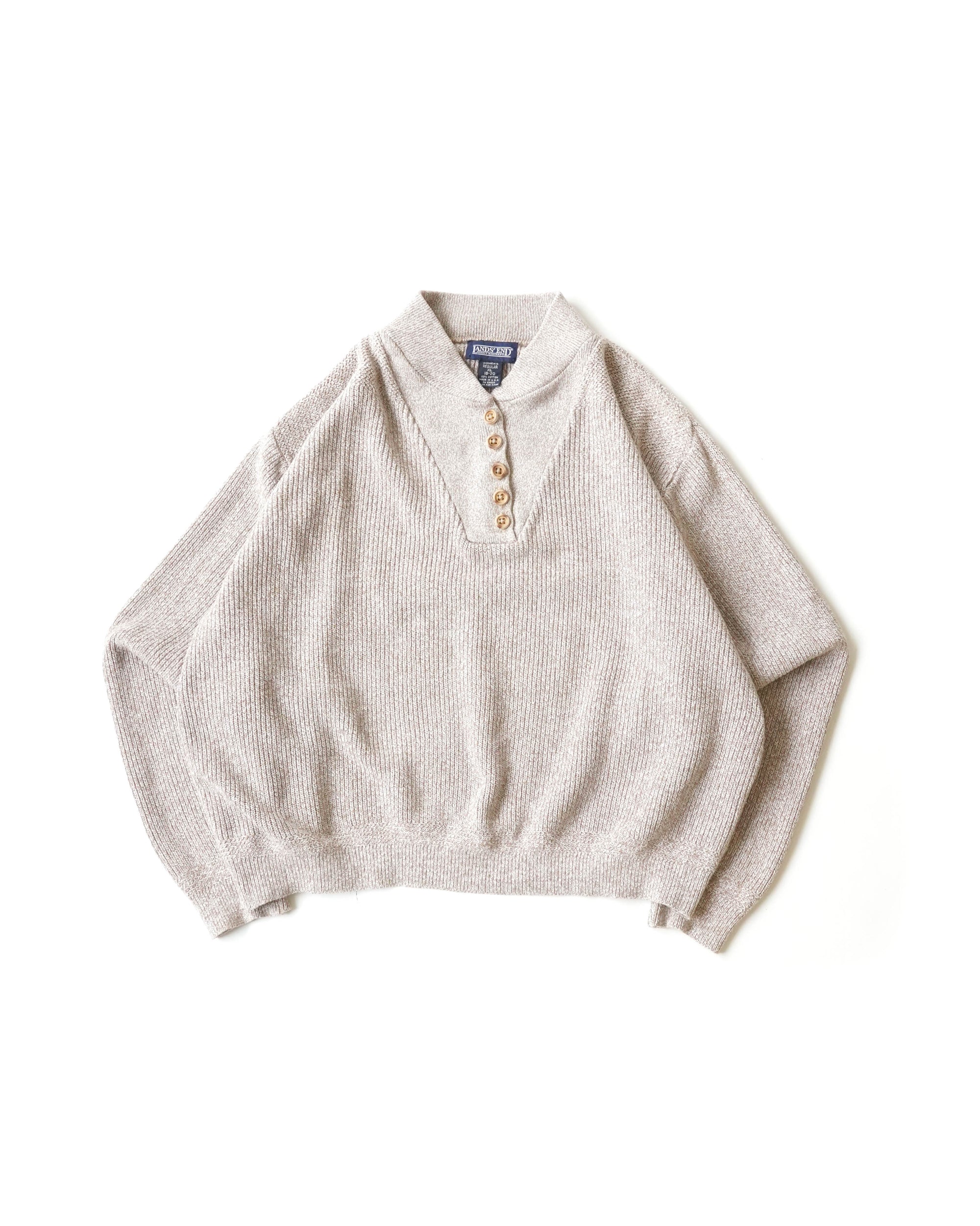 90S LAND'S END HENLEY NECK SWEATER