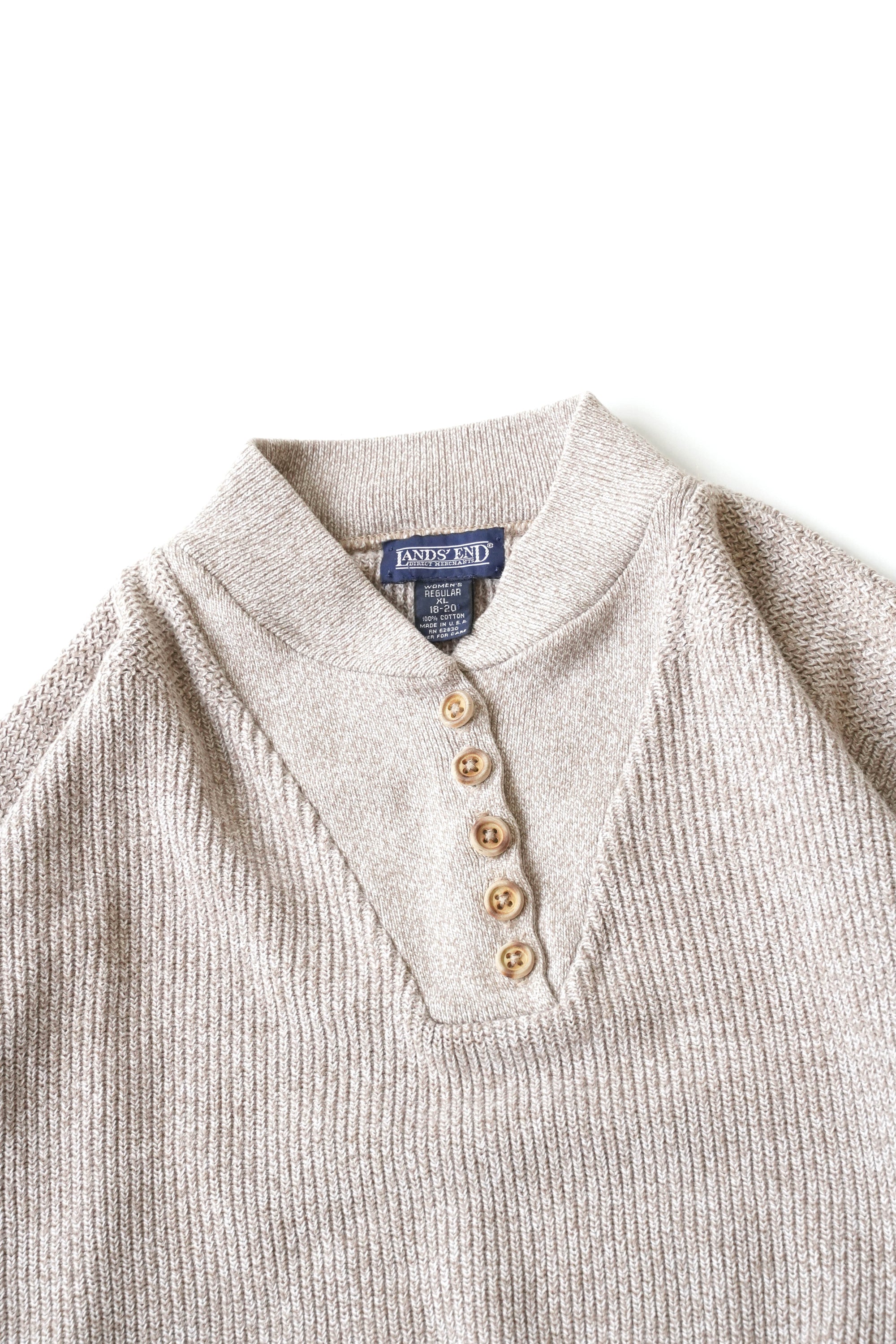 90S LAND'S END HENLEY NECK SWEATER