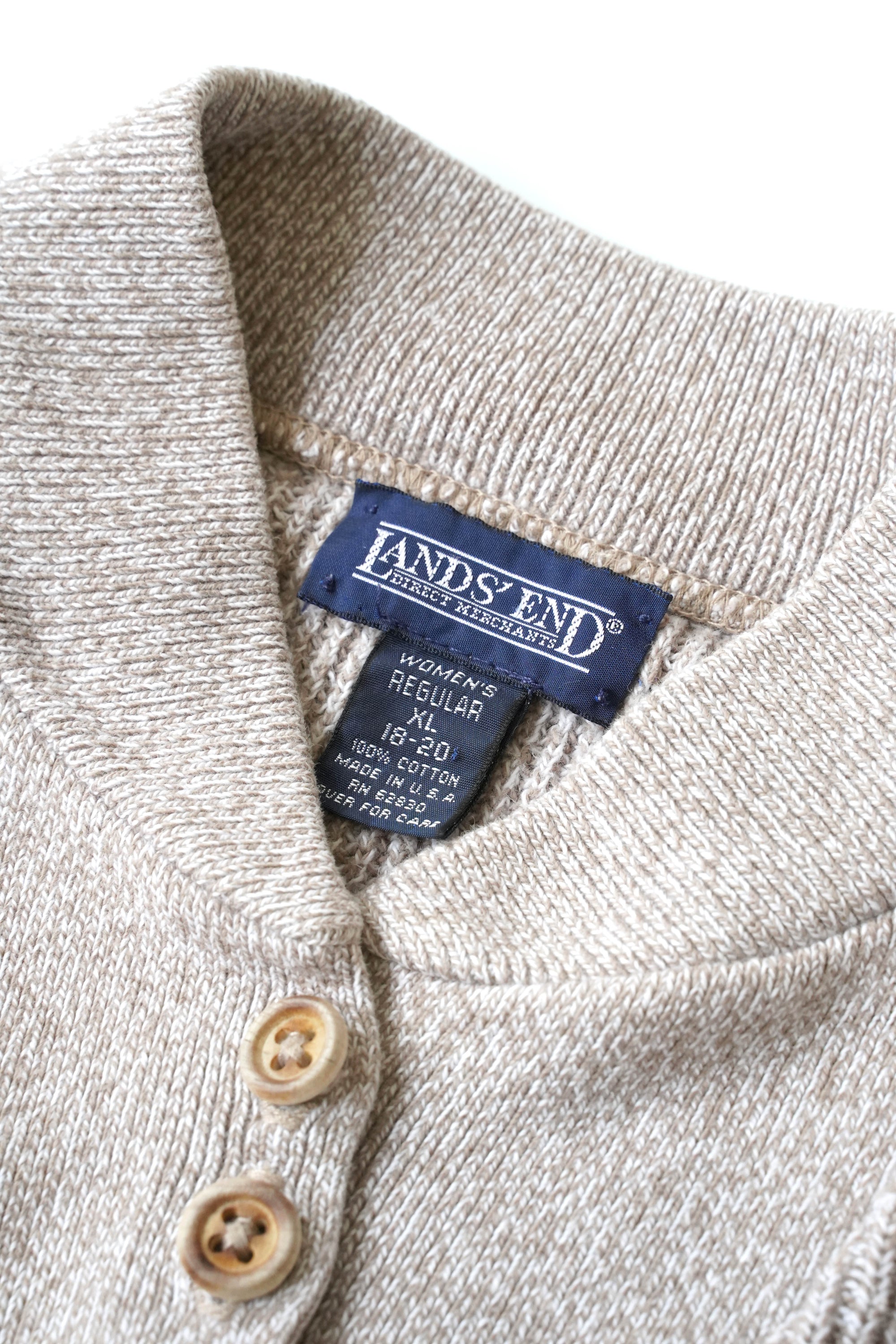 90S LAND'S END HENLEY NECK SWEATER