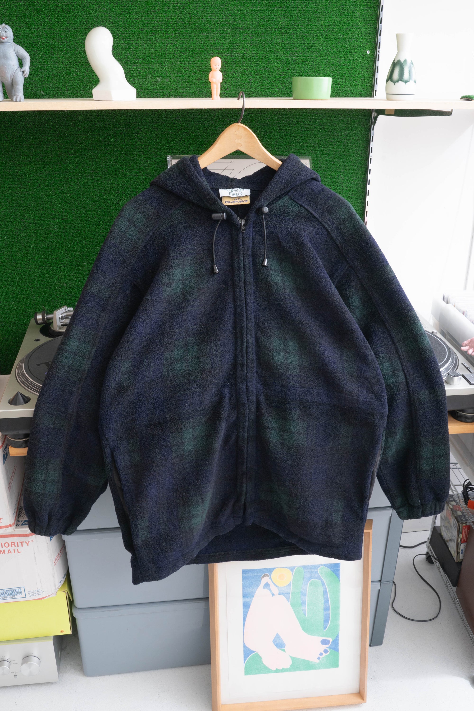 80~90S O'KEEFFE CHECKED FLEECE PARKER