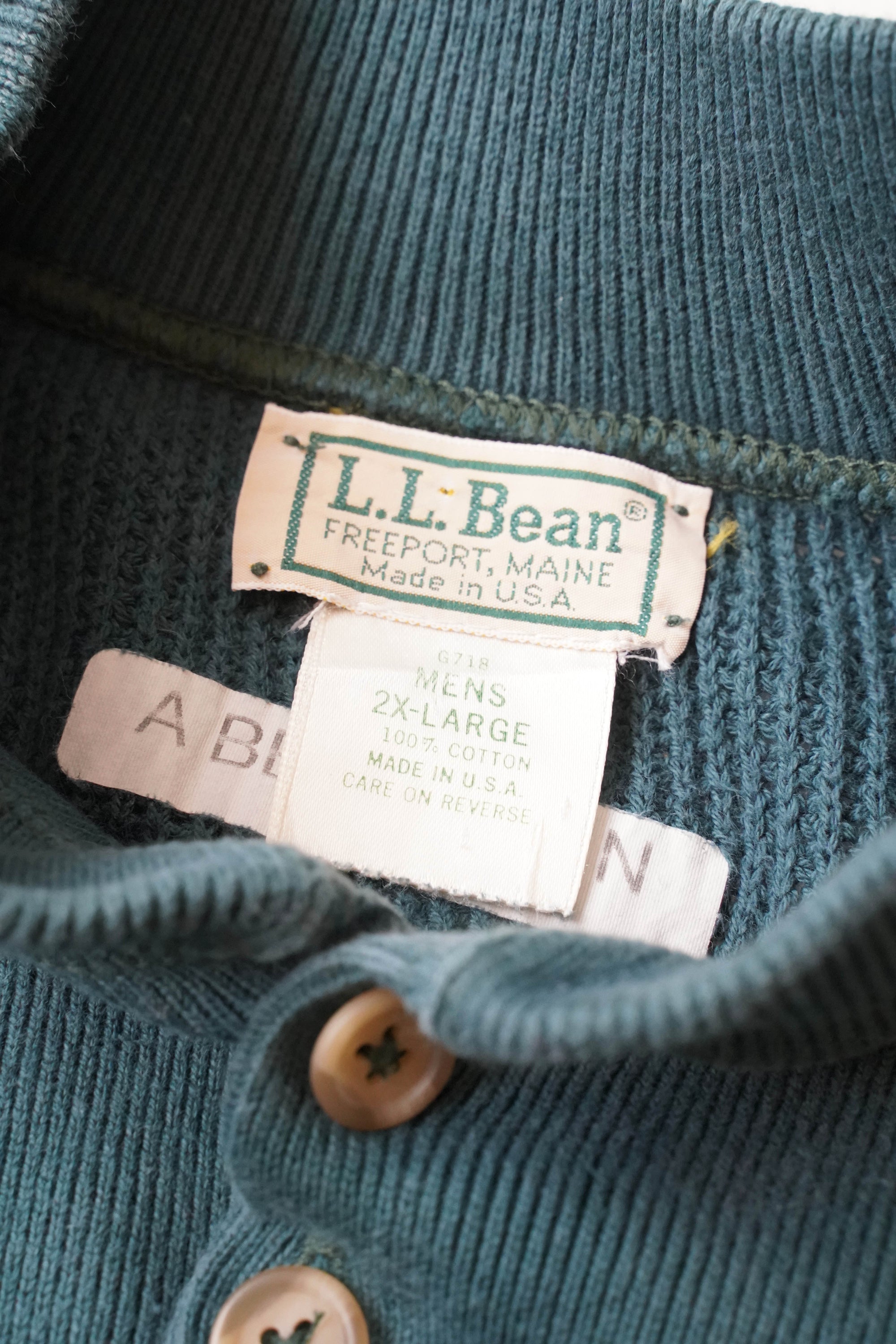 80S MADE IN USA L.L.BEAN HENLEY NECK SWEATER