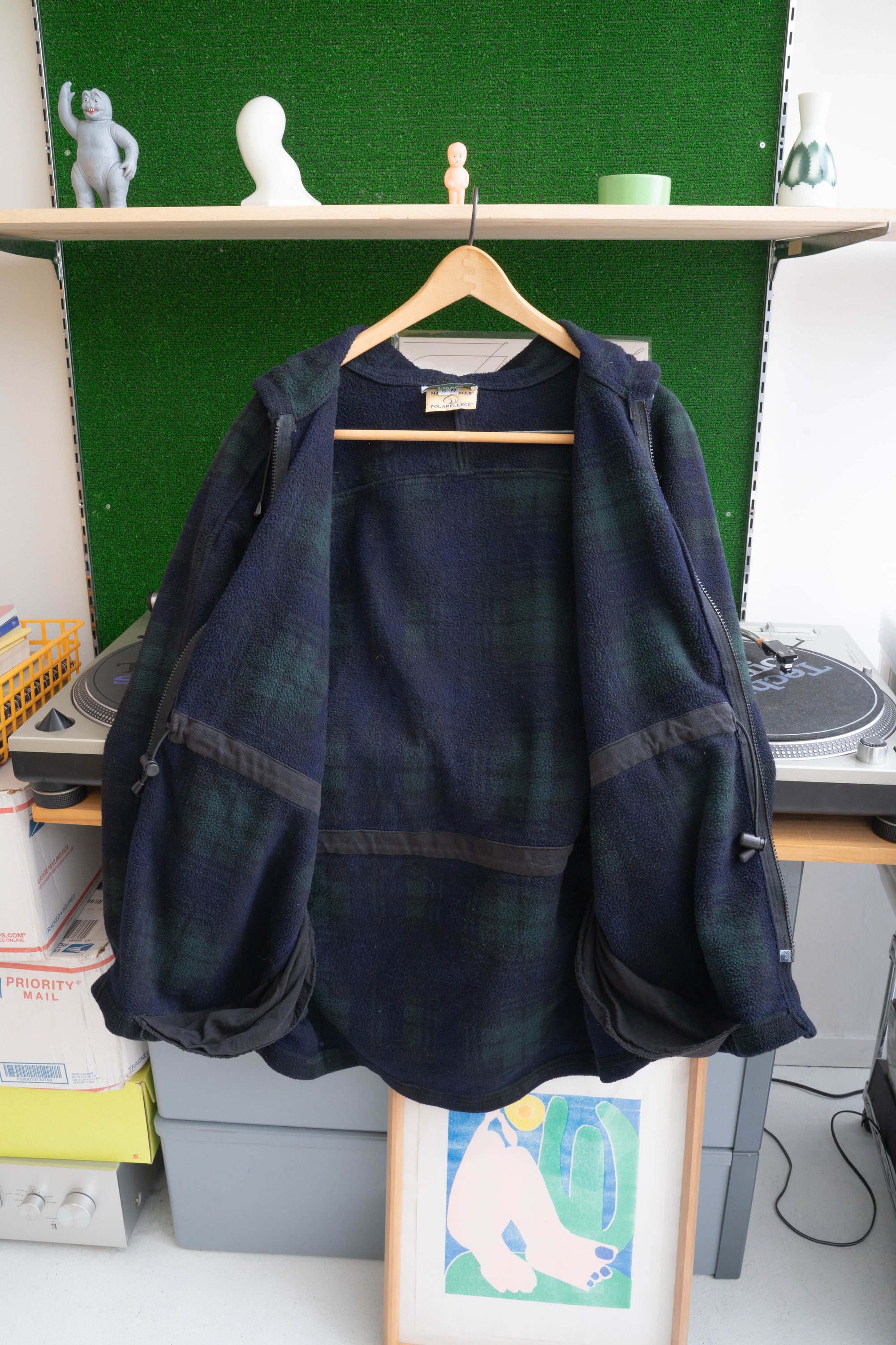 80~90S O'KEEFFE CHECKED FLEECE PARKER