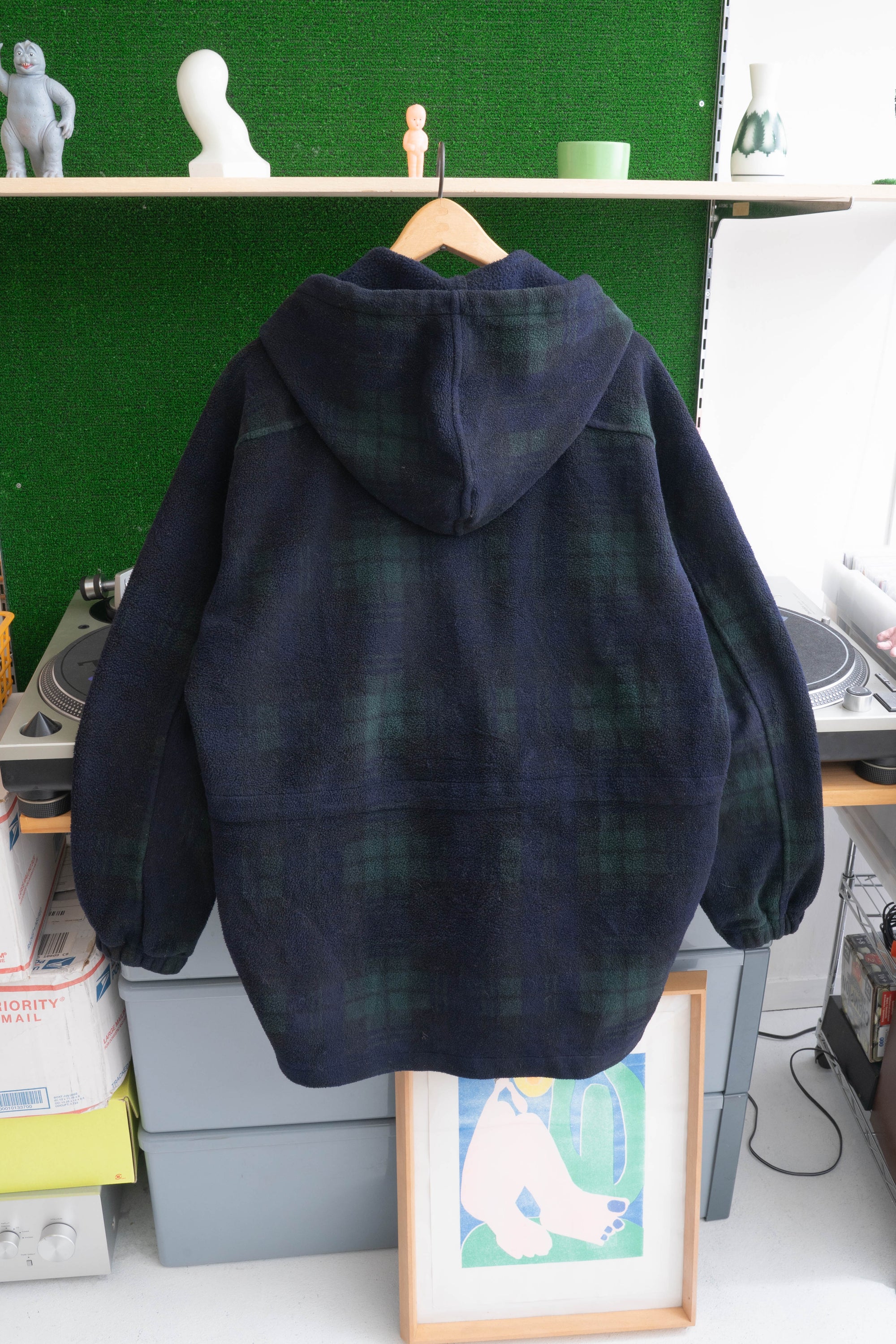 80~90S O'KEEFFE CHECKED FLEECE PARKER