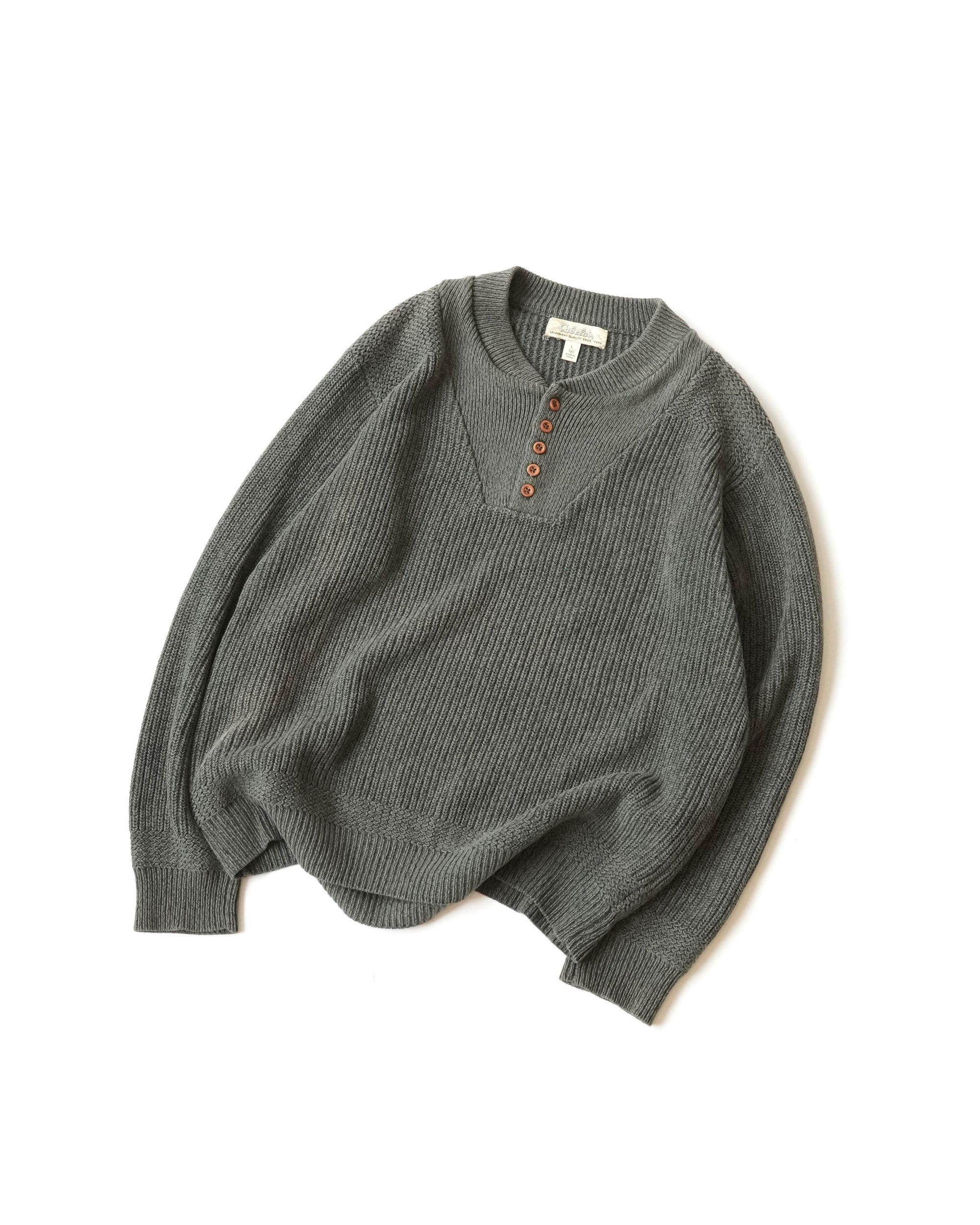 90S CABELA'S HENLEY NECK SWEATER