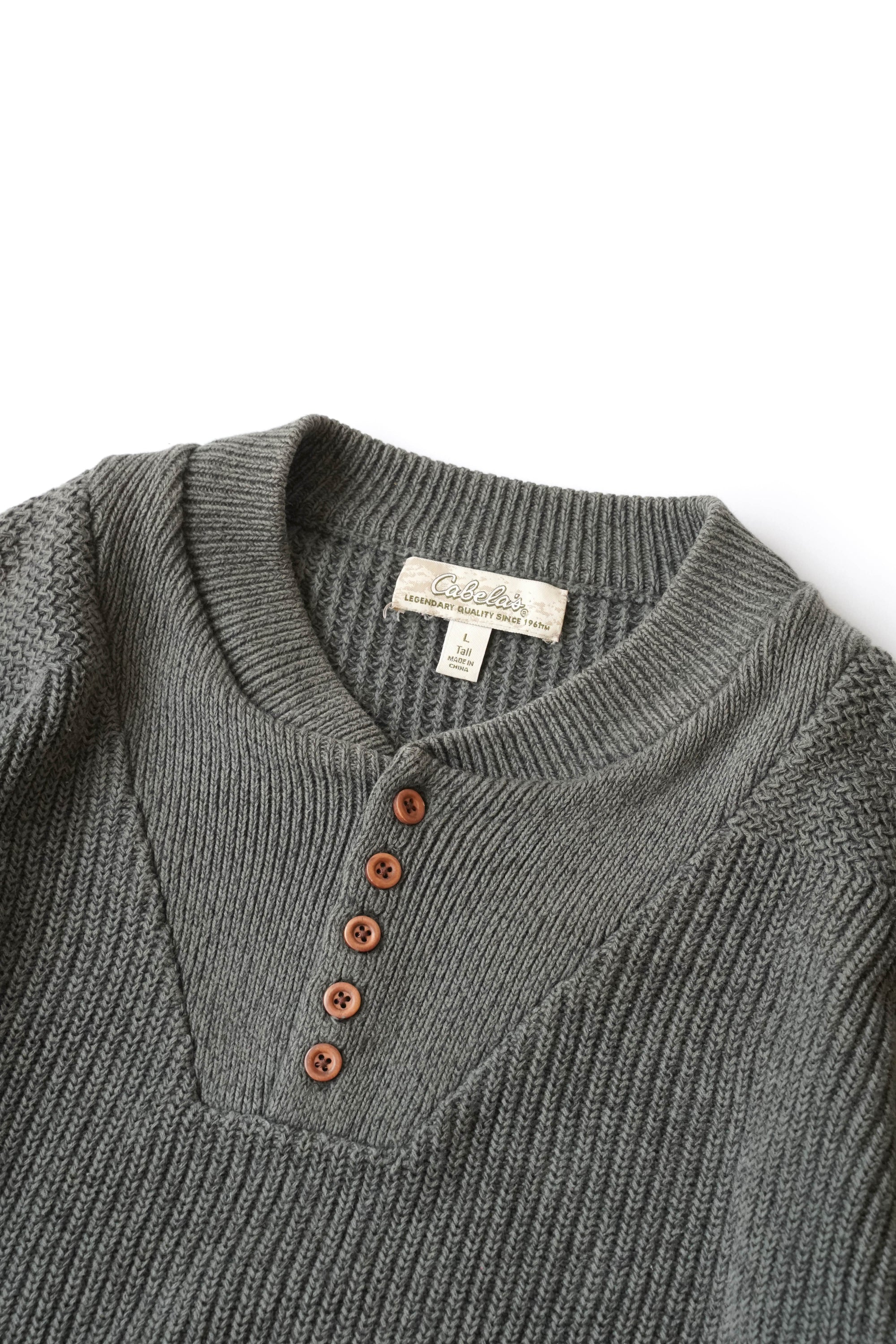 90S CABELA'S HENLEY NECK SWEATER