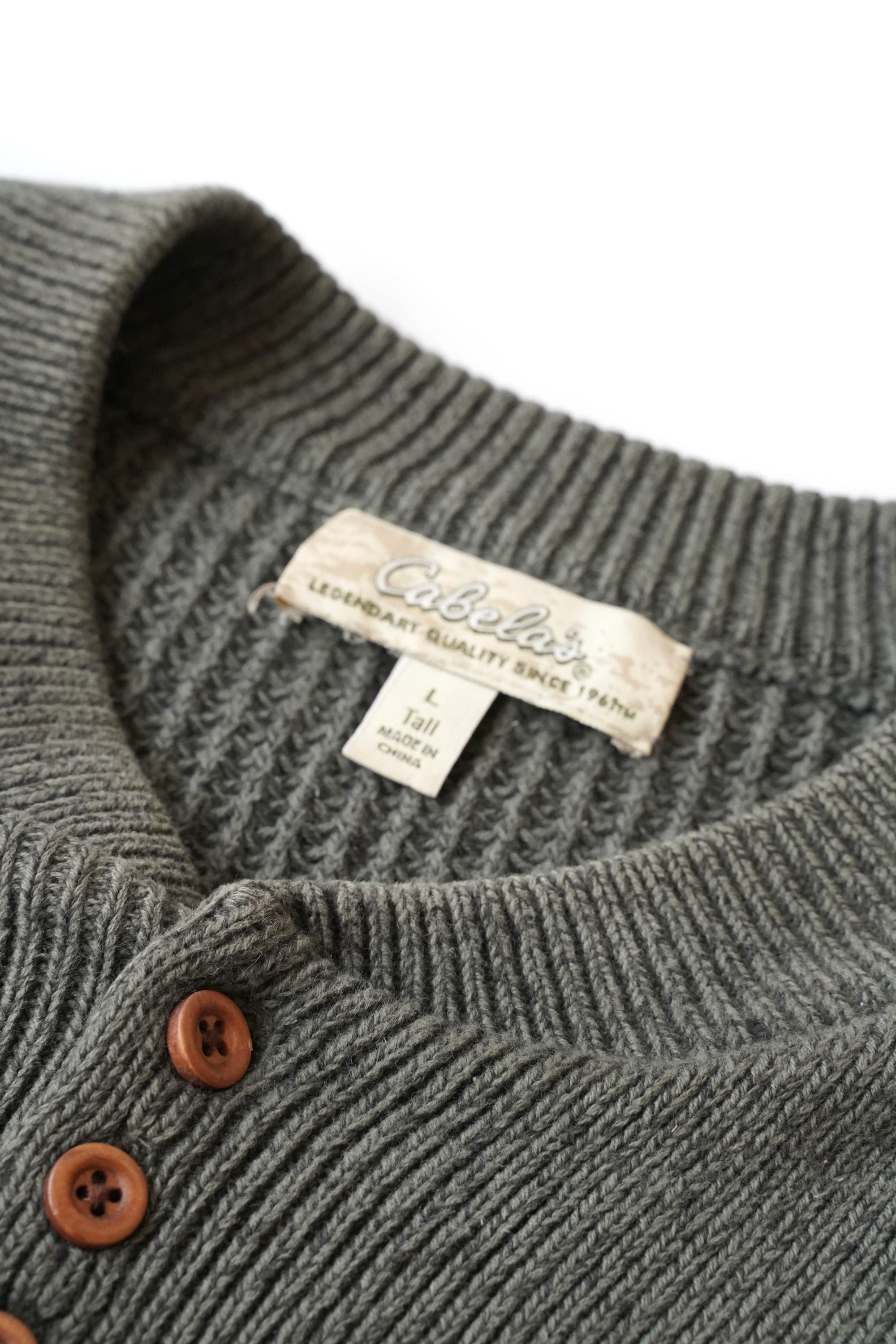 90S CABELA'S HENLEY NECK SWEATER