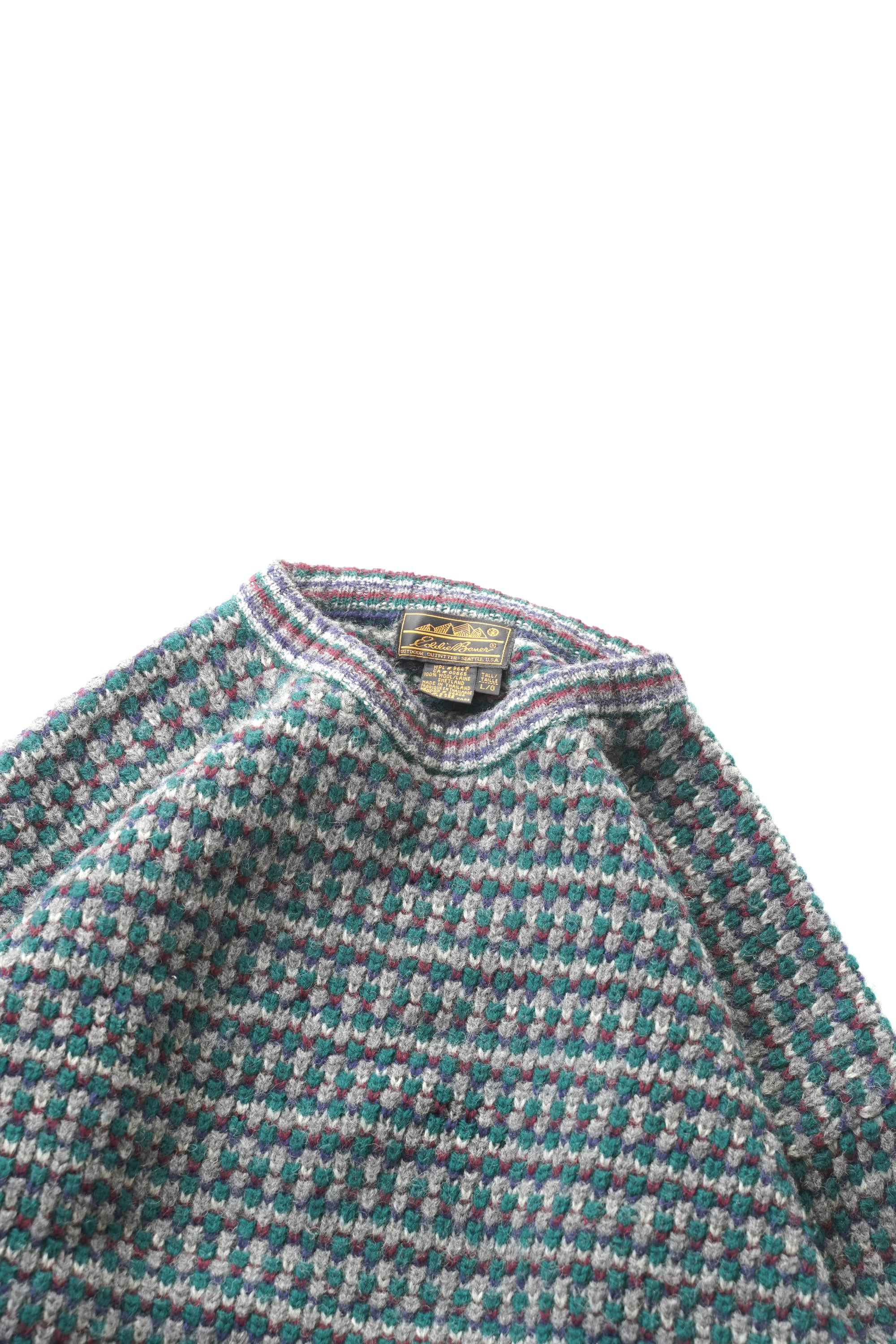 80S EDDIE BAUER SHETLAND  WOOL KNIT SWEATER