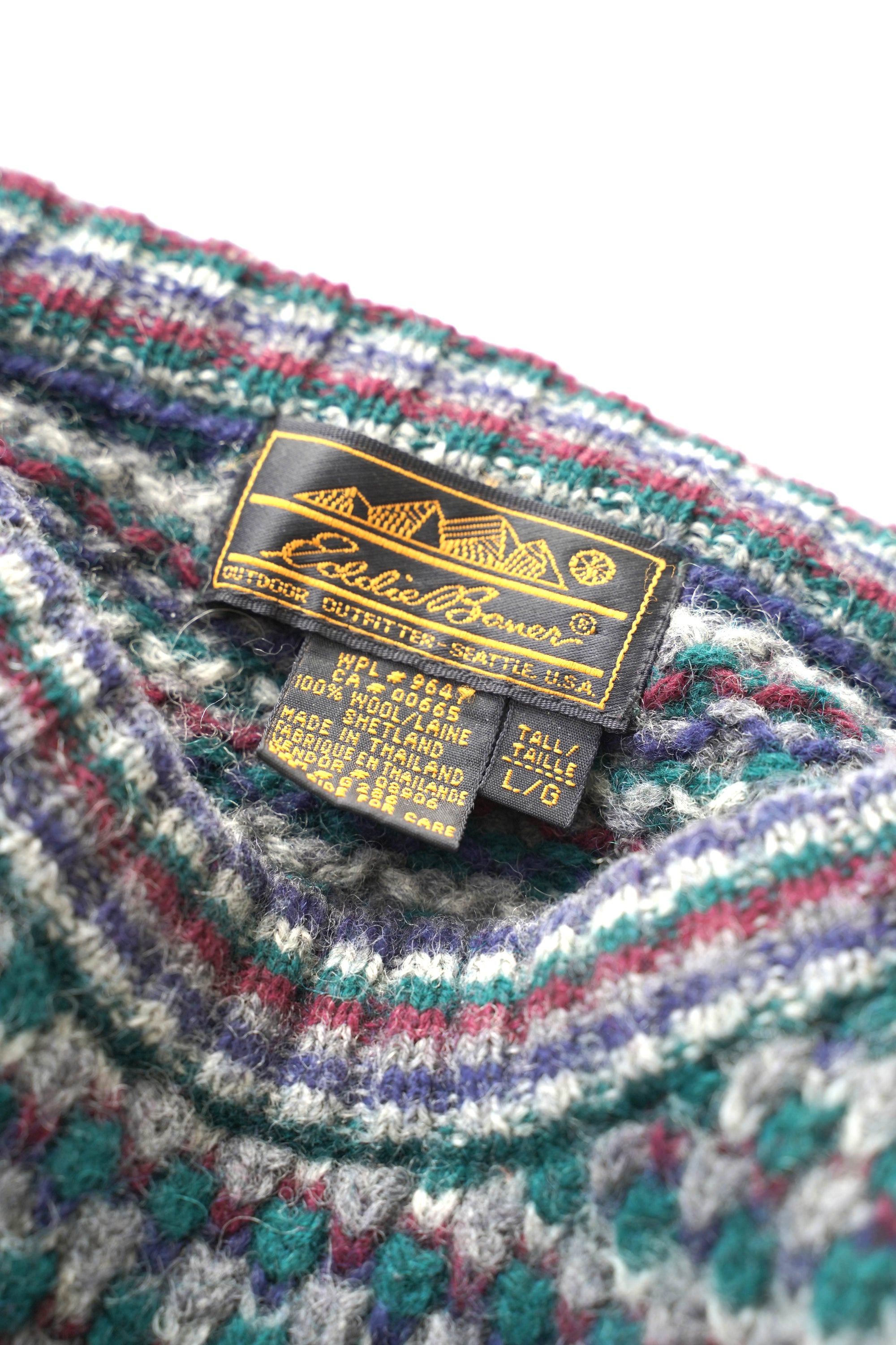 80S EDDIE BAUER SHETLAND  WOOL KNIT SWEATER