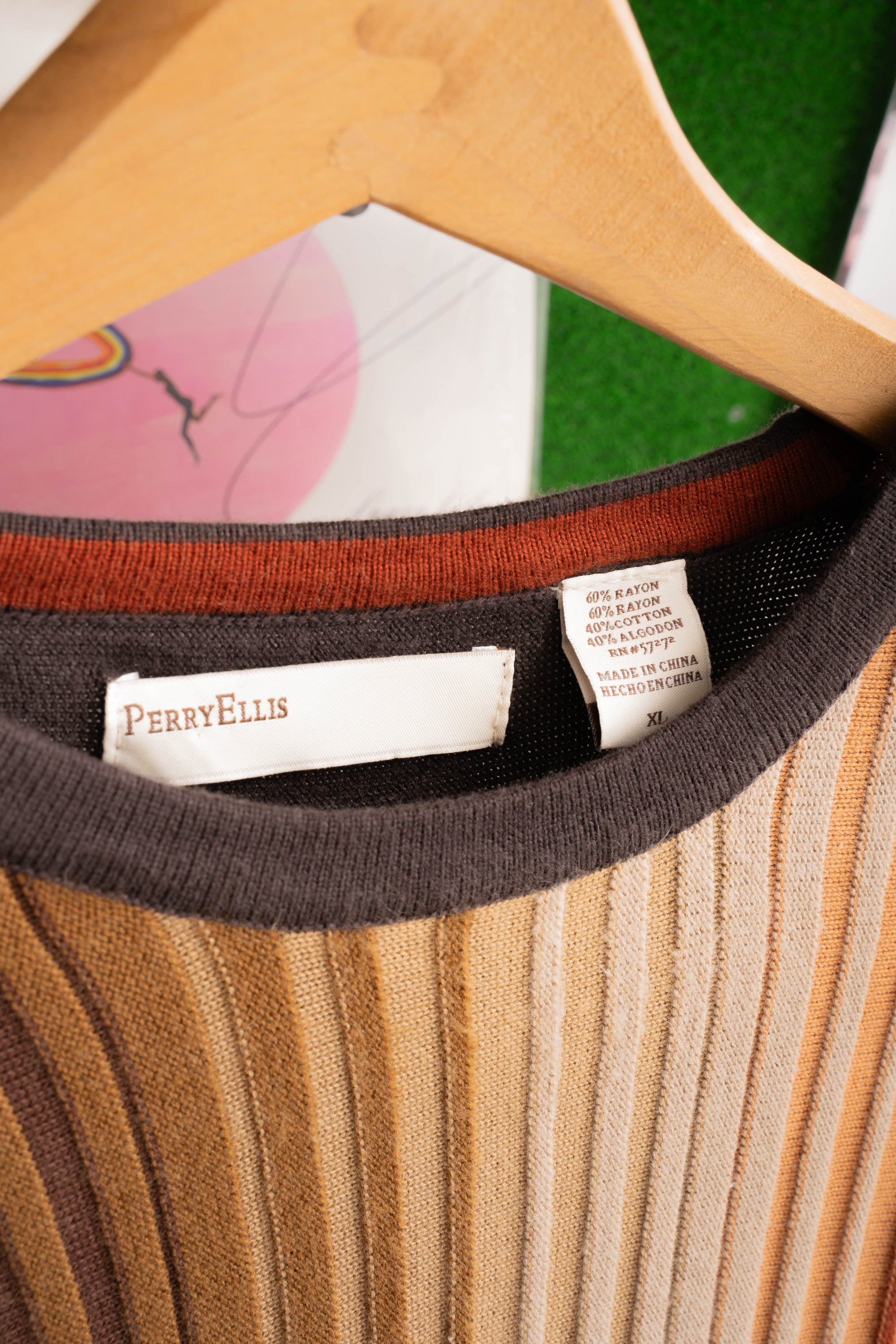 00S PERRY ELLIS FADED BORDER KNIT