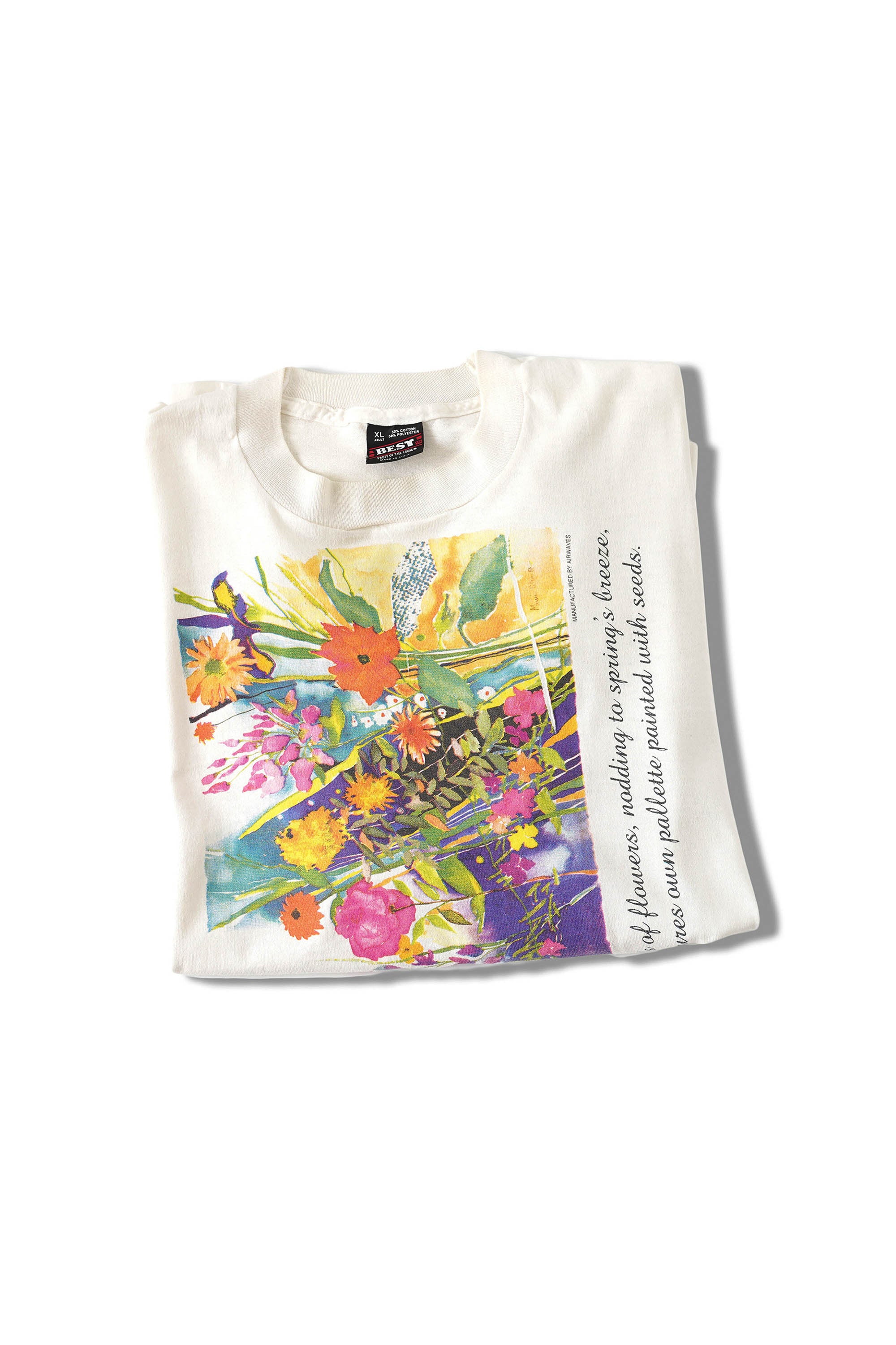 90S FRUIT OF THE LOOM MADE IN USA FLOWER T-SHIRT