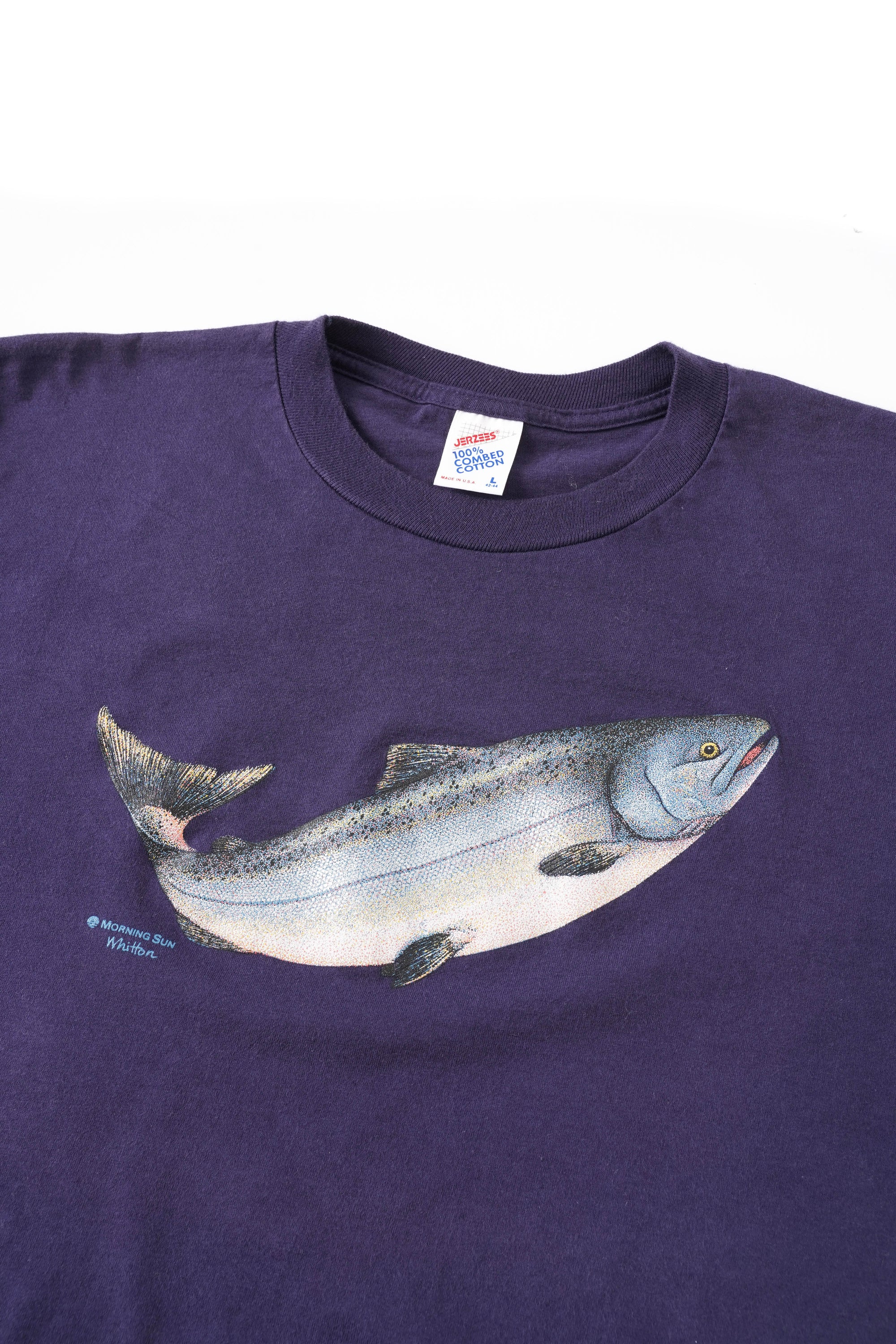 90S MADE IN USA JERZEES TROUT SALMON T-SHIRT