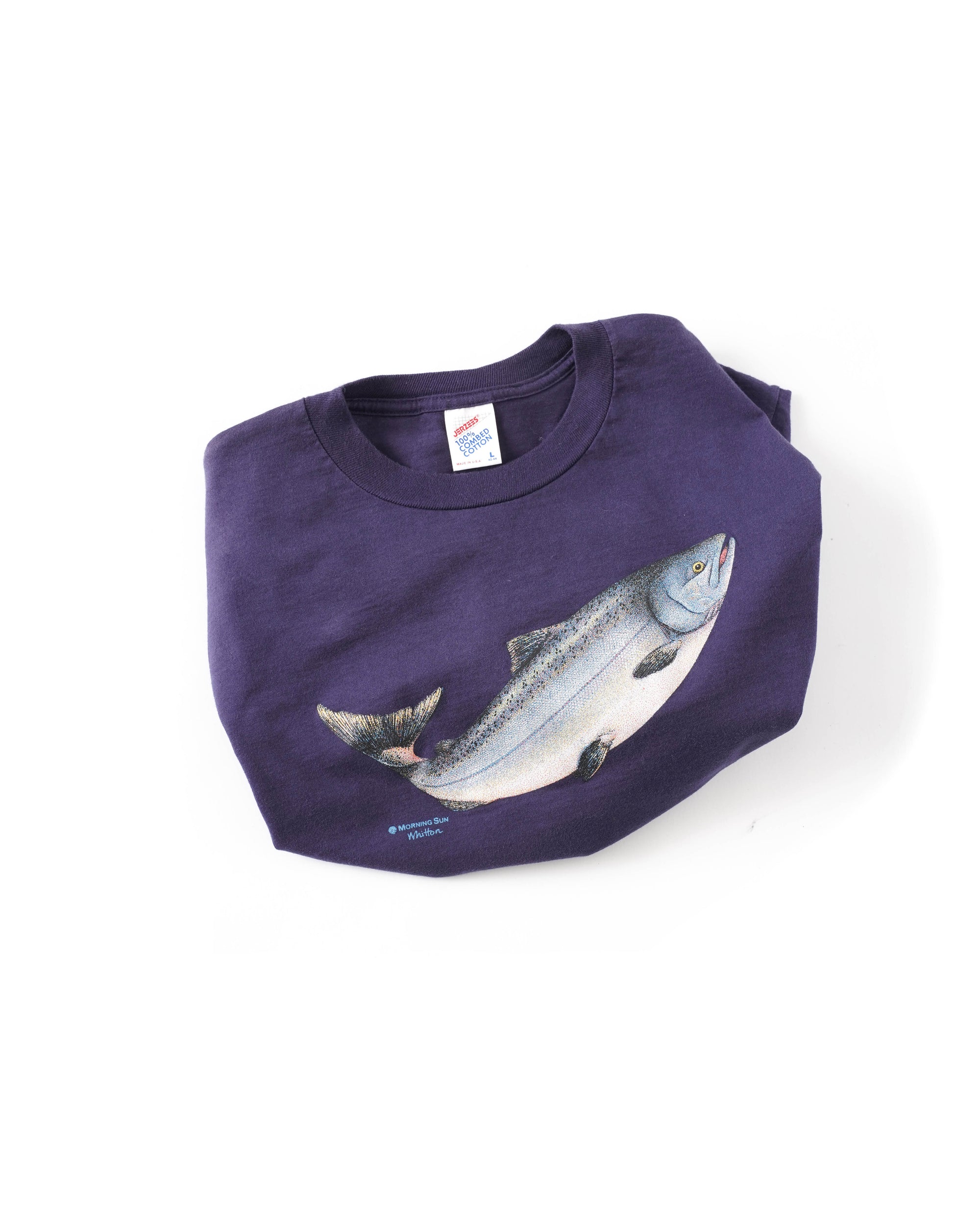 90S MADE IN USA JERZEES TROUT SALMON T-SHIRT