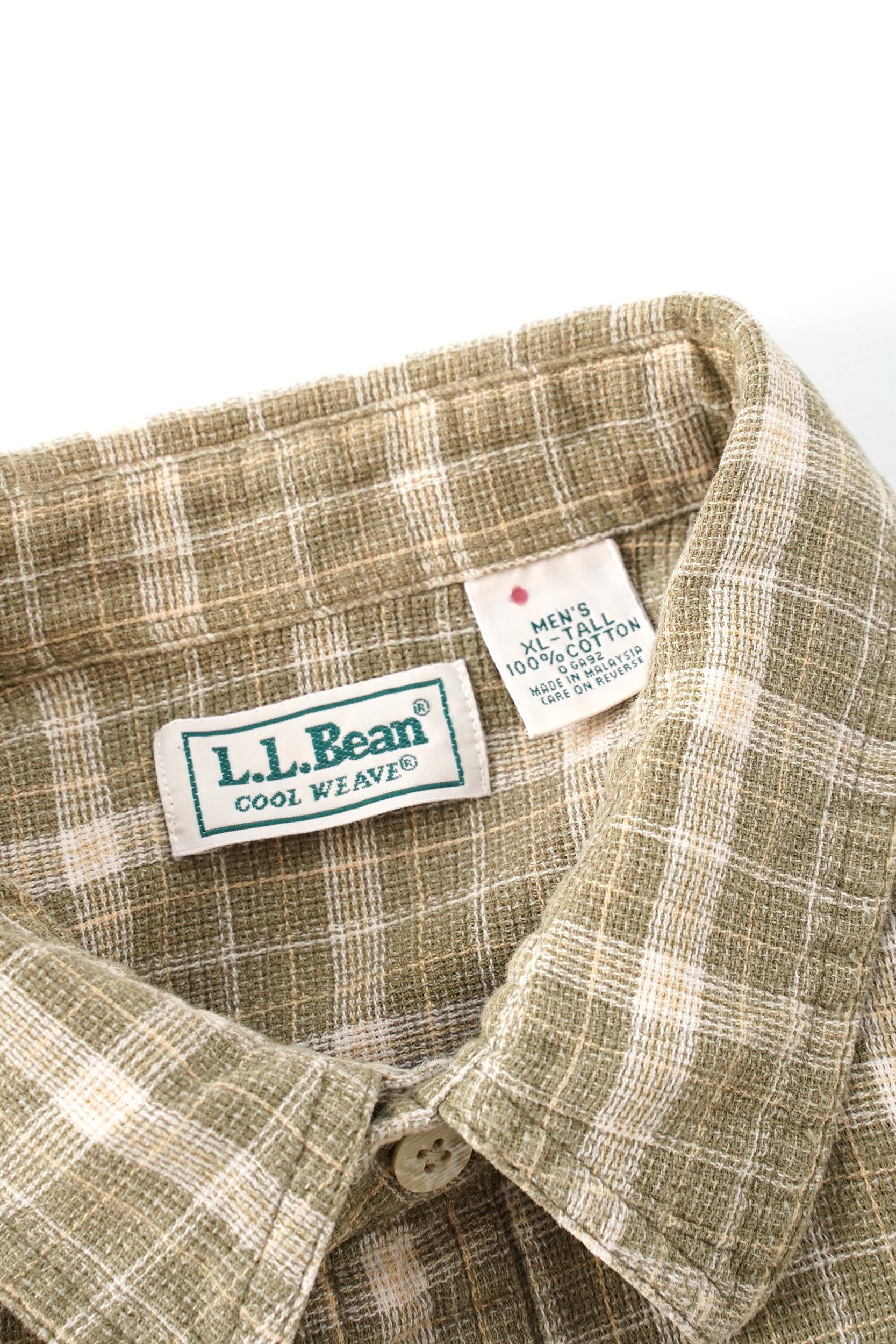 90S L.L.BEAN COOL WEAVE COTTON PLAID SHIRT