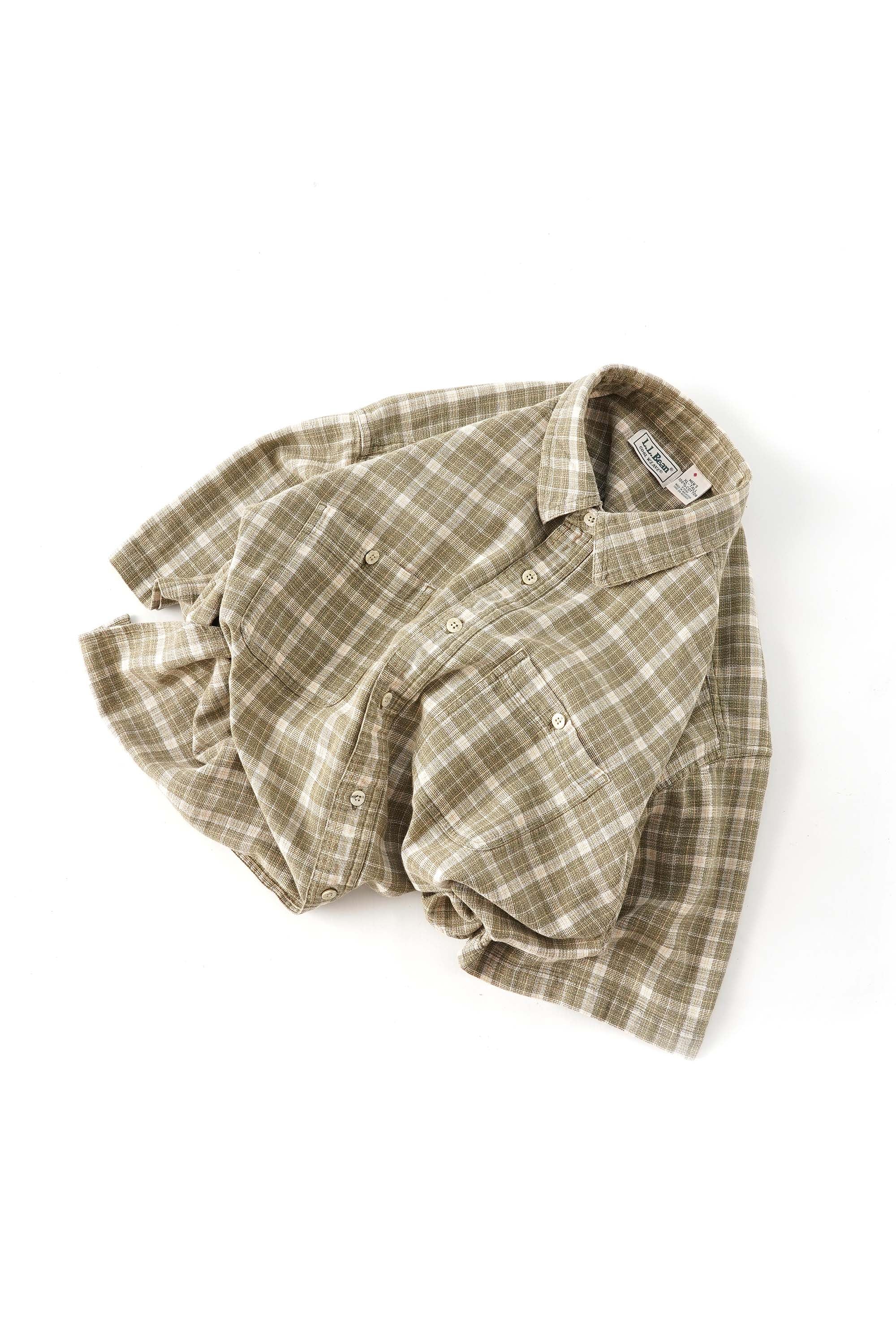 90S L.L.BEAN COOL WEAVE COTTON PLAID SHIRT