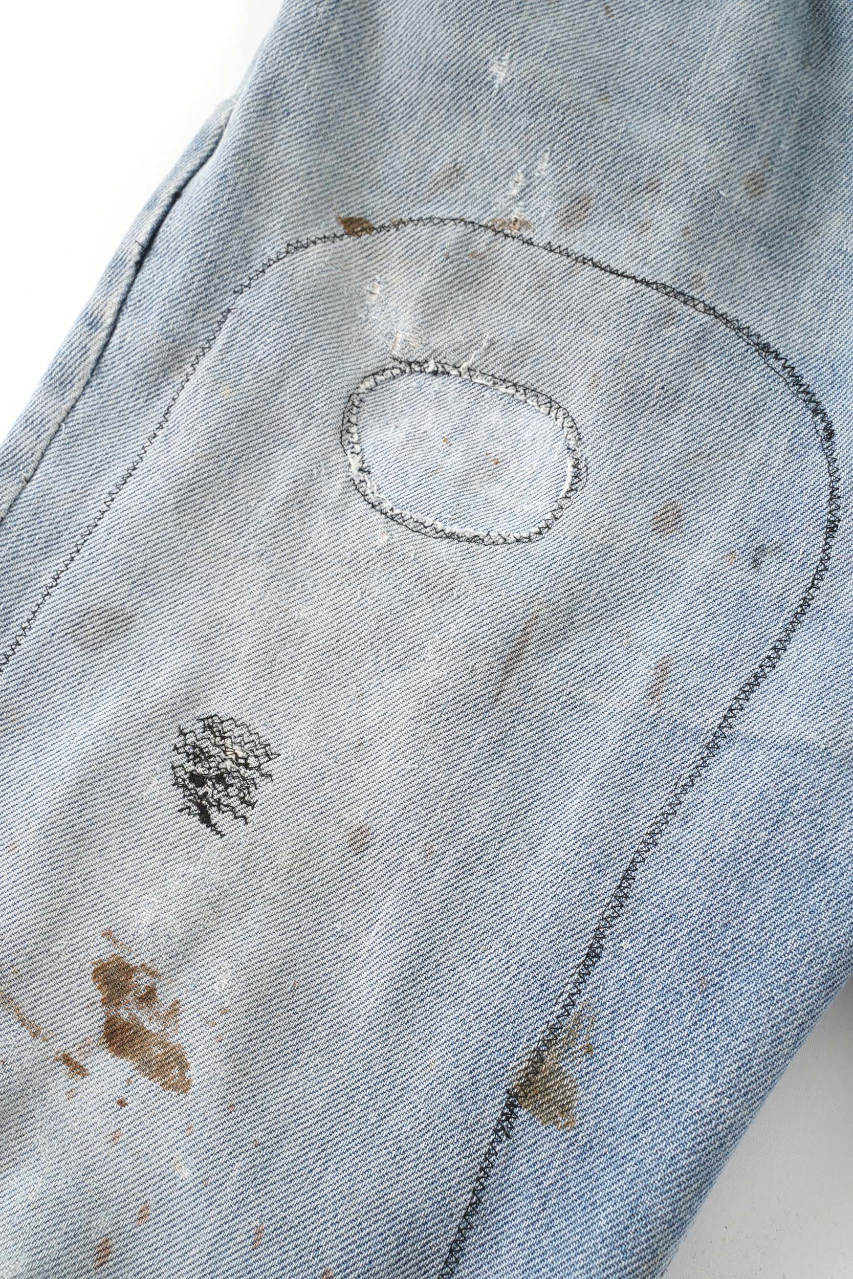 80~90S UNKNOWN BRAND PATCHED DENIM