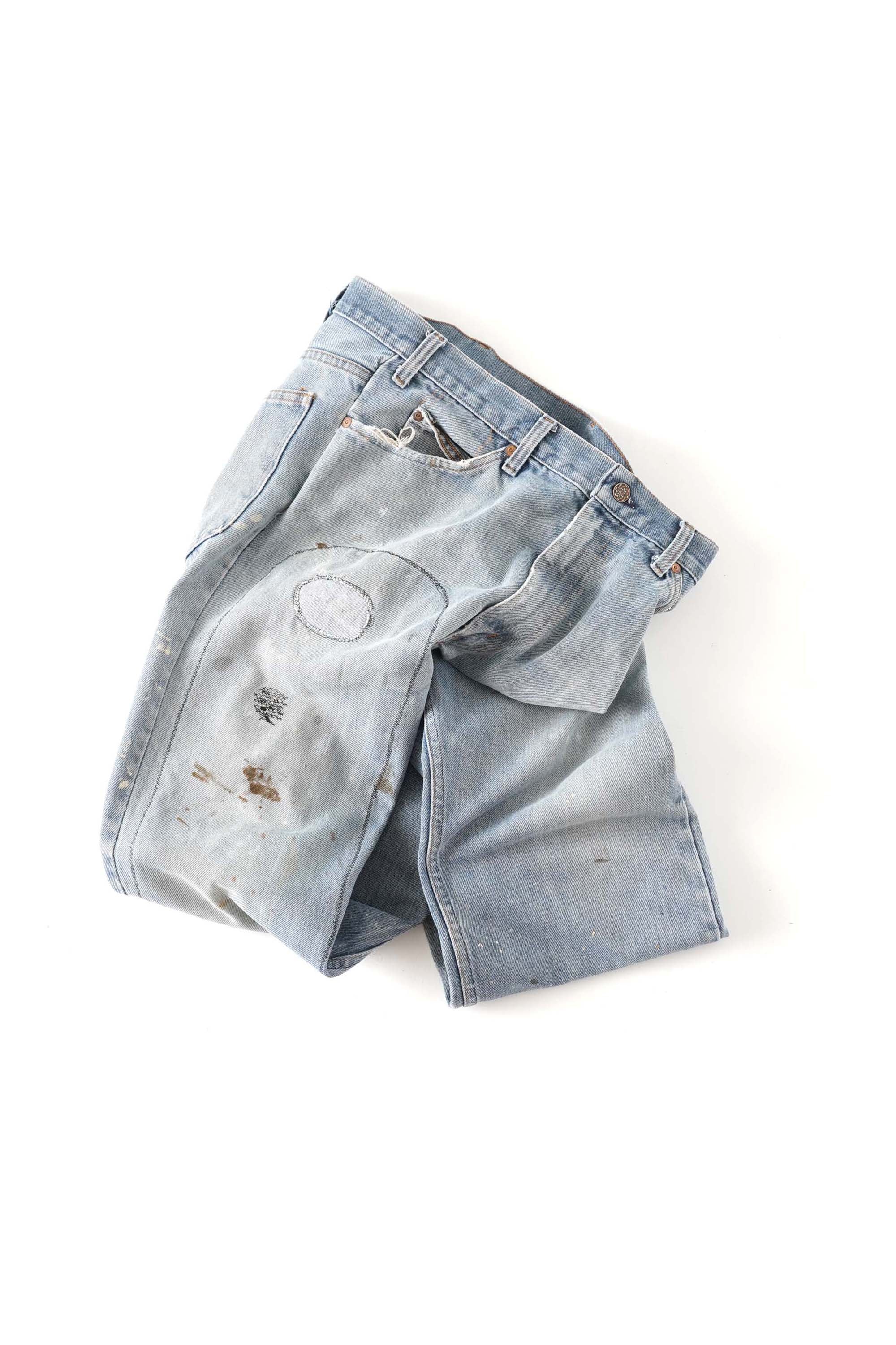 80~90S UNKNOWN BRAND PATCHED DENIM
