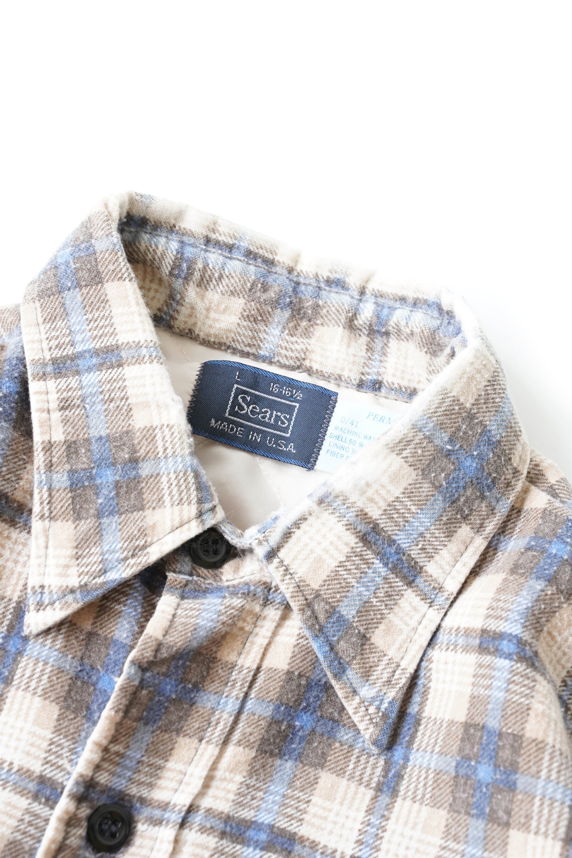 80S MADE IN USA SEARS FLANNEL CHECK SHIRT