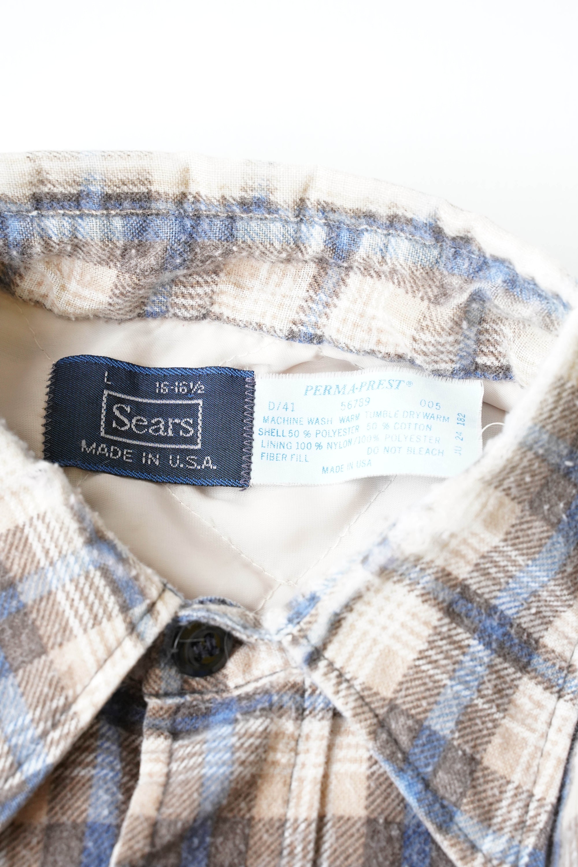 80S MADE IN USA SEARS FLANNEL CHECK SHIRT