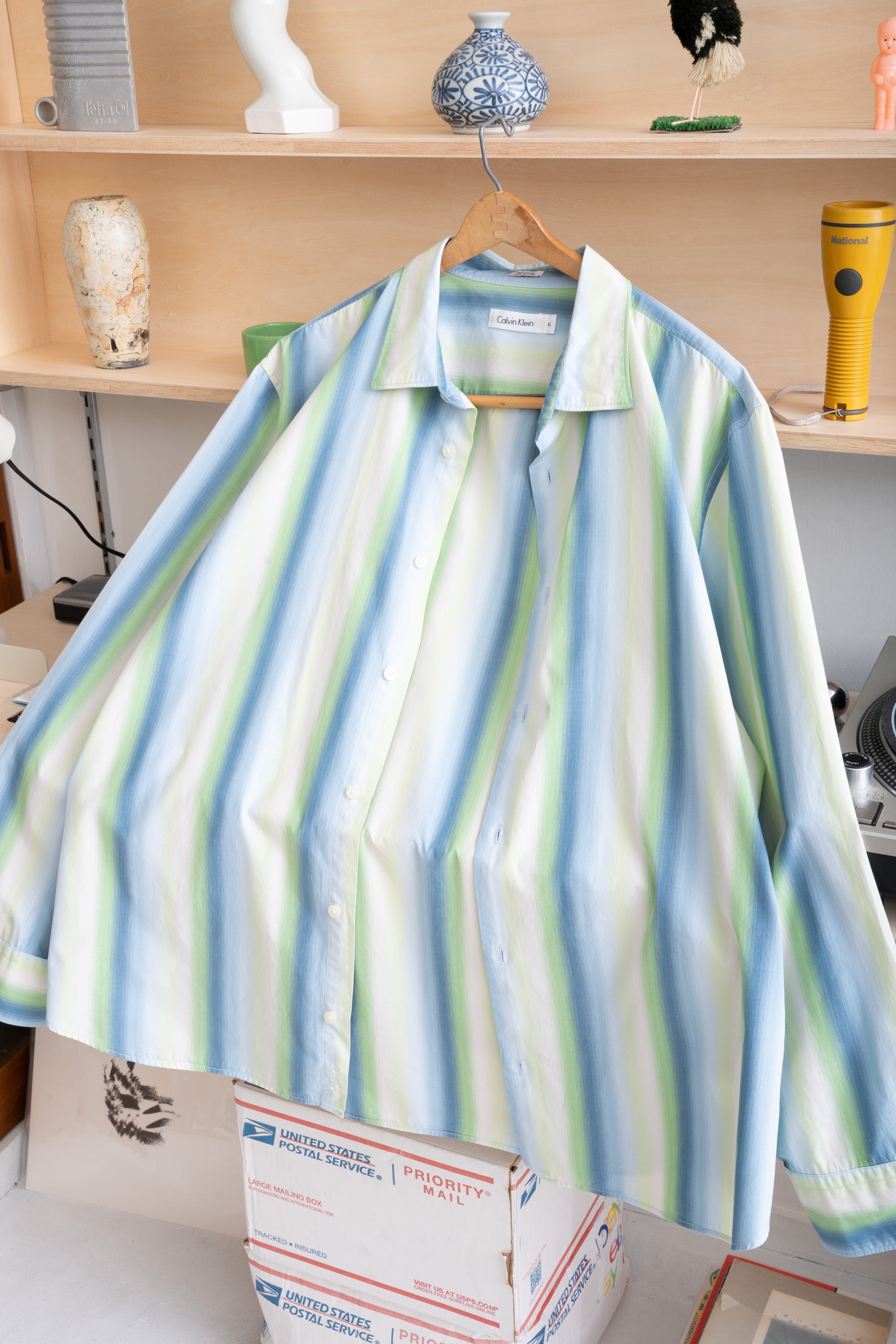 10S CALVIN KLEIN FADED STRIPE SHIRT