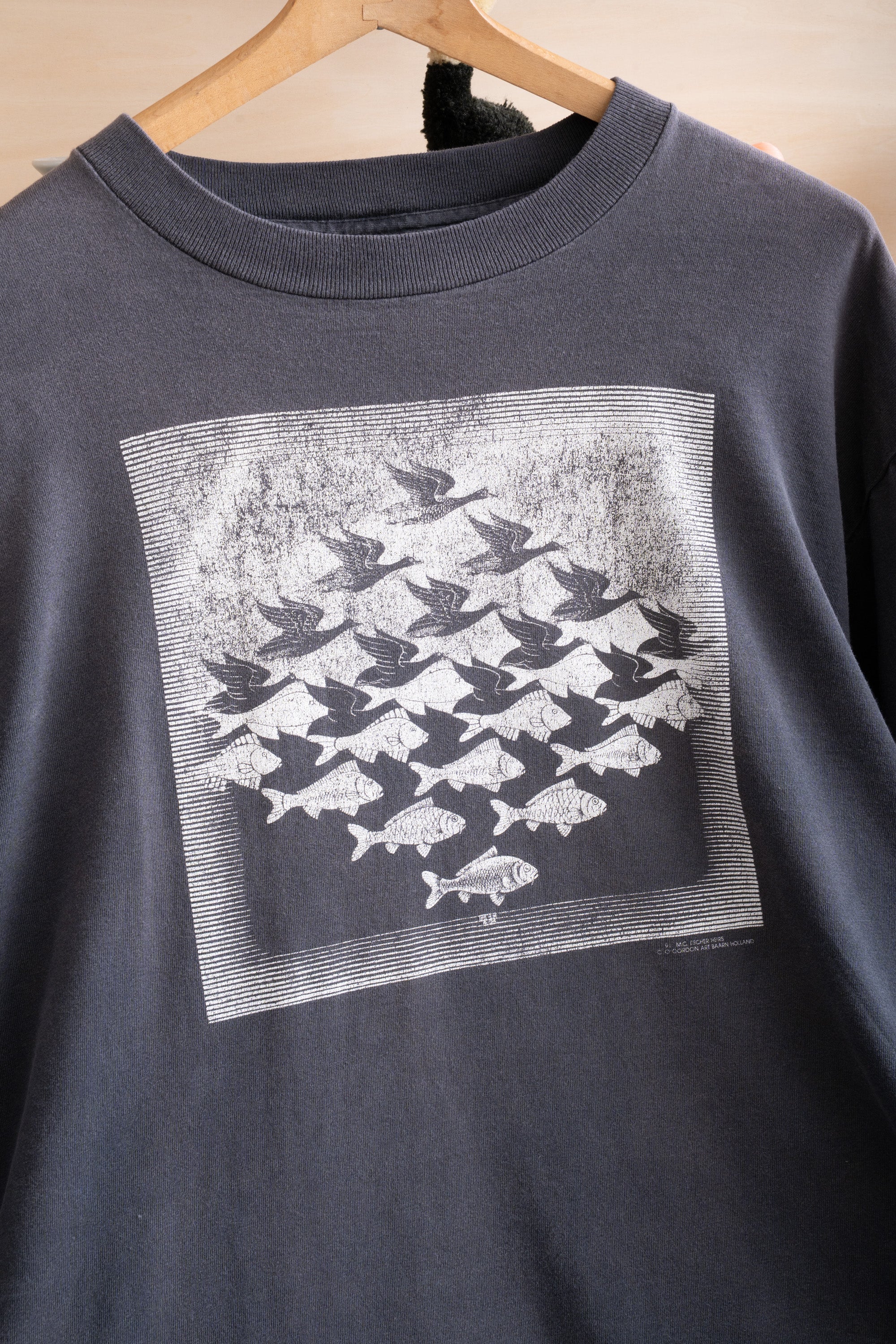 91S MADE IN USA M.C.ESCHER SKY AND WATER LONG SLEEVE T-SHIRT (ANDAZIA)