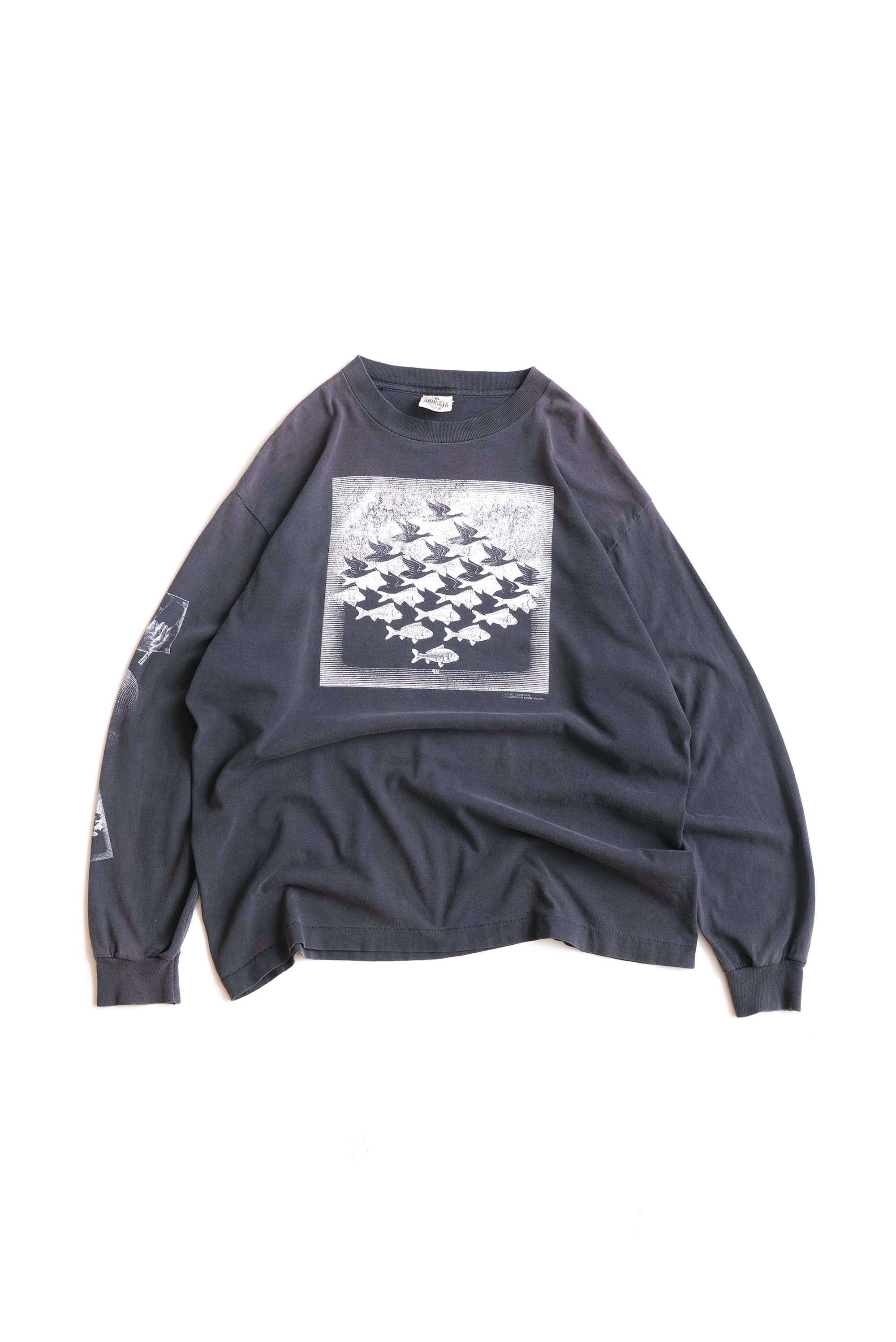 91S MADE IN USA M.C.ESCHER SKY AND WATER LONG SLEEVE T-SHIRT (ANDAZIA)