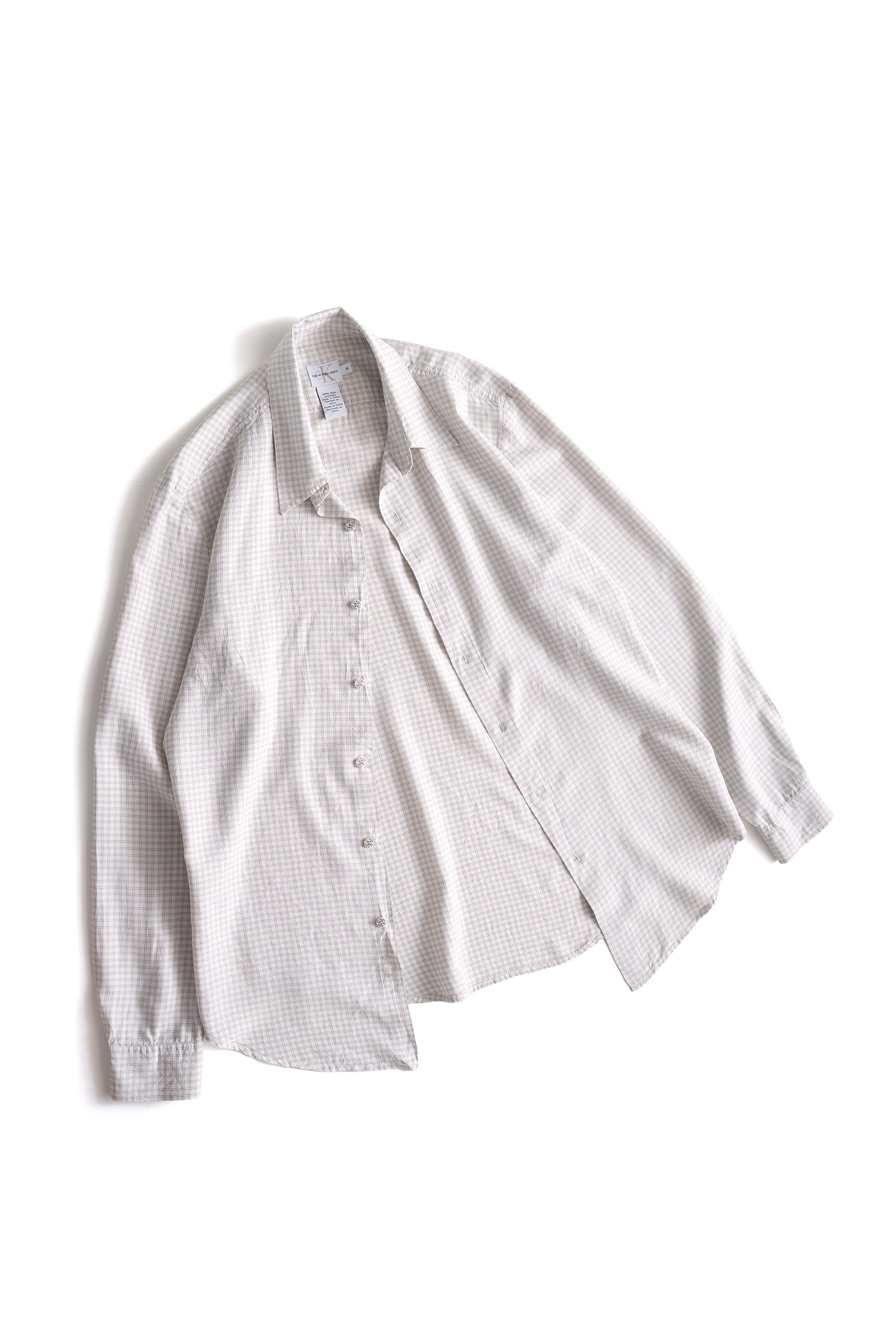 90S CALVIN KLEIN CHECKED SILK SHIRT