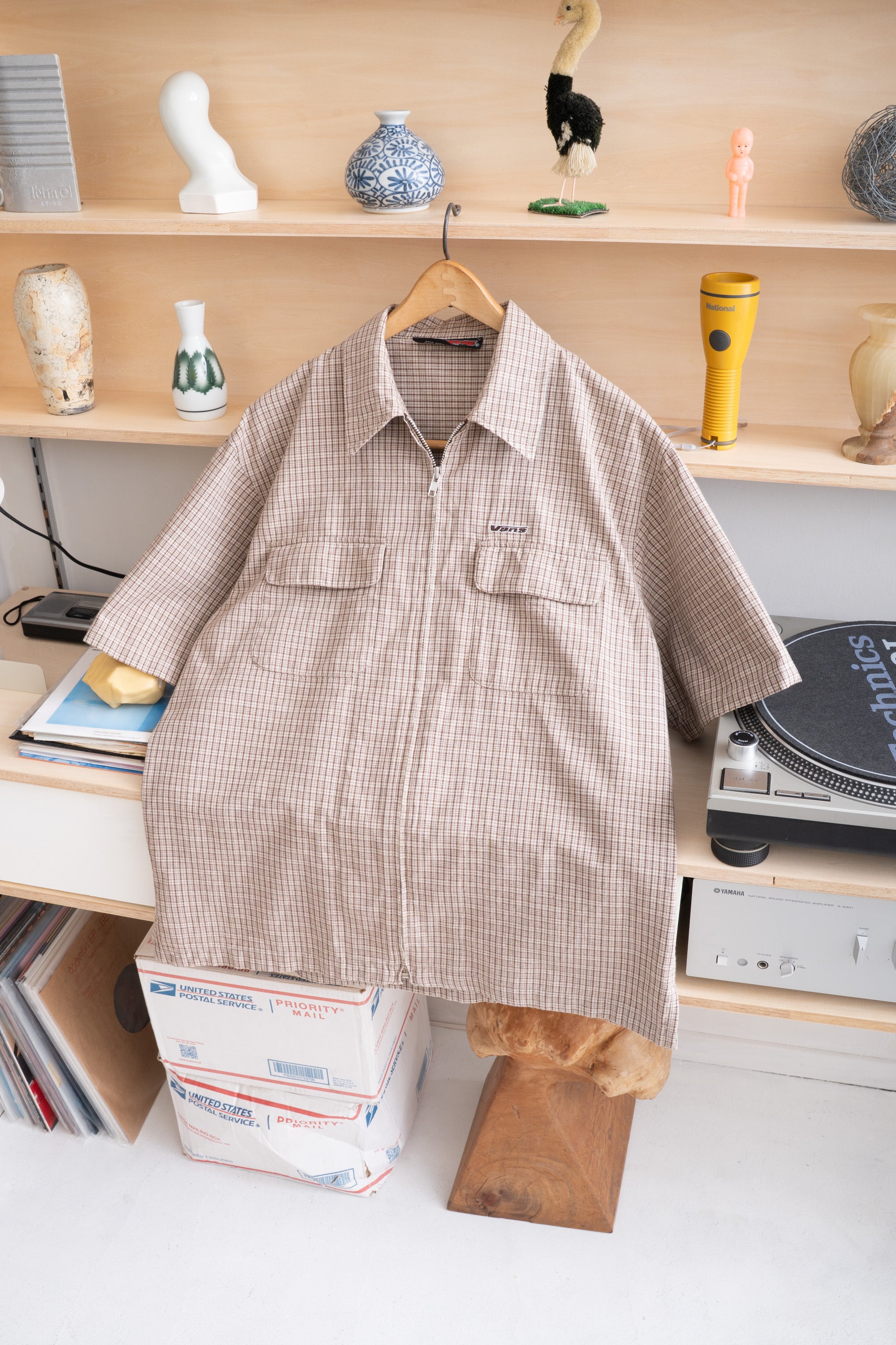 90S VANS ZIP-UP CHECK SHIRT