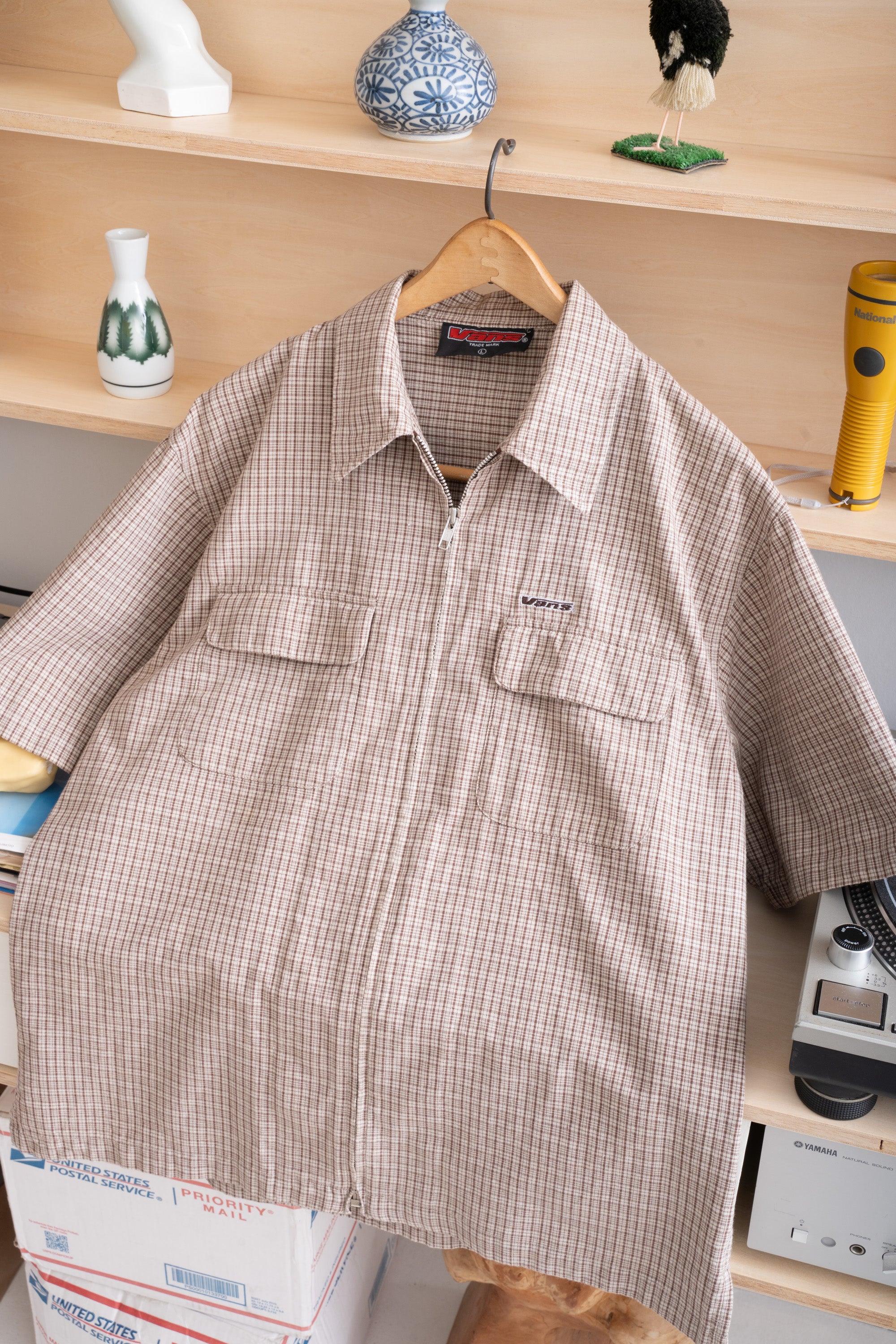 90S VANS ZIP-UP CHECK SHIRT