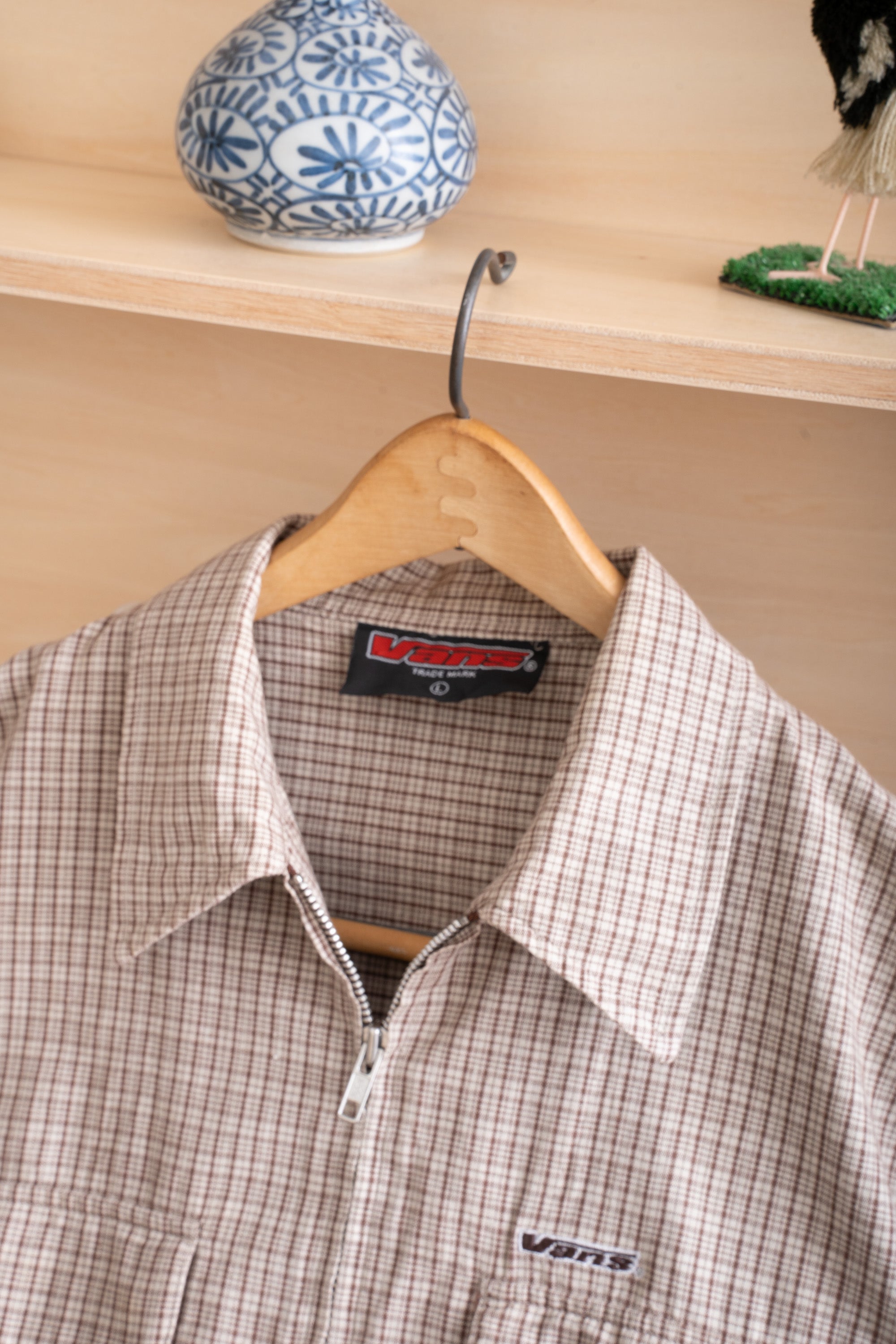 90S VANS ZIP-UP CHECK SHIRT
