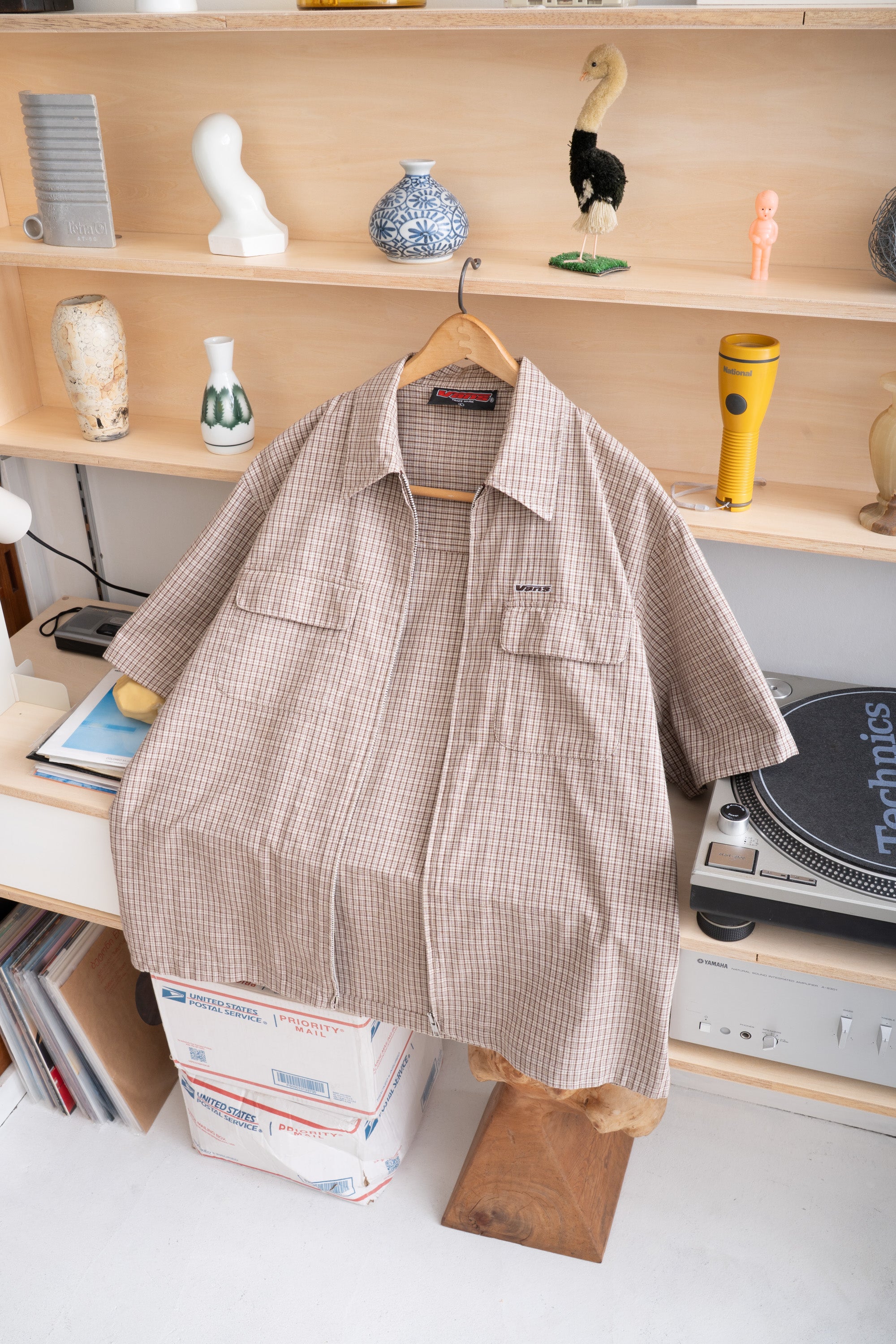 90S VANS ZIP-UP CHECK SHIRT