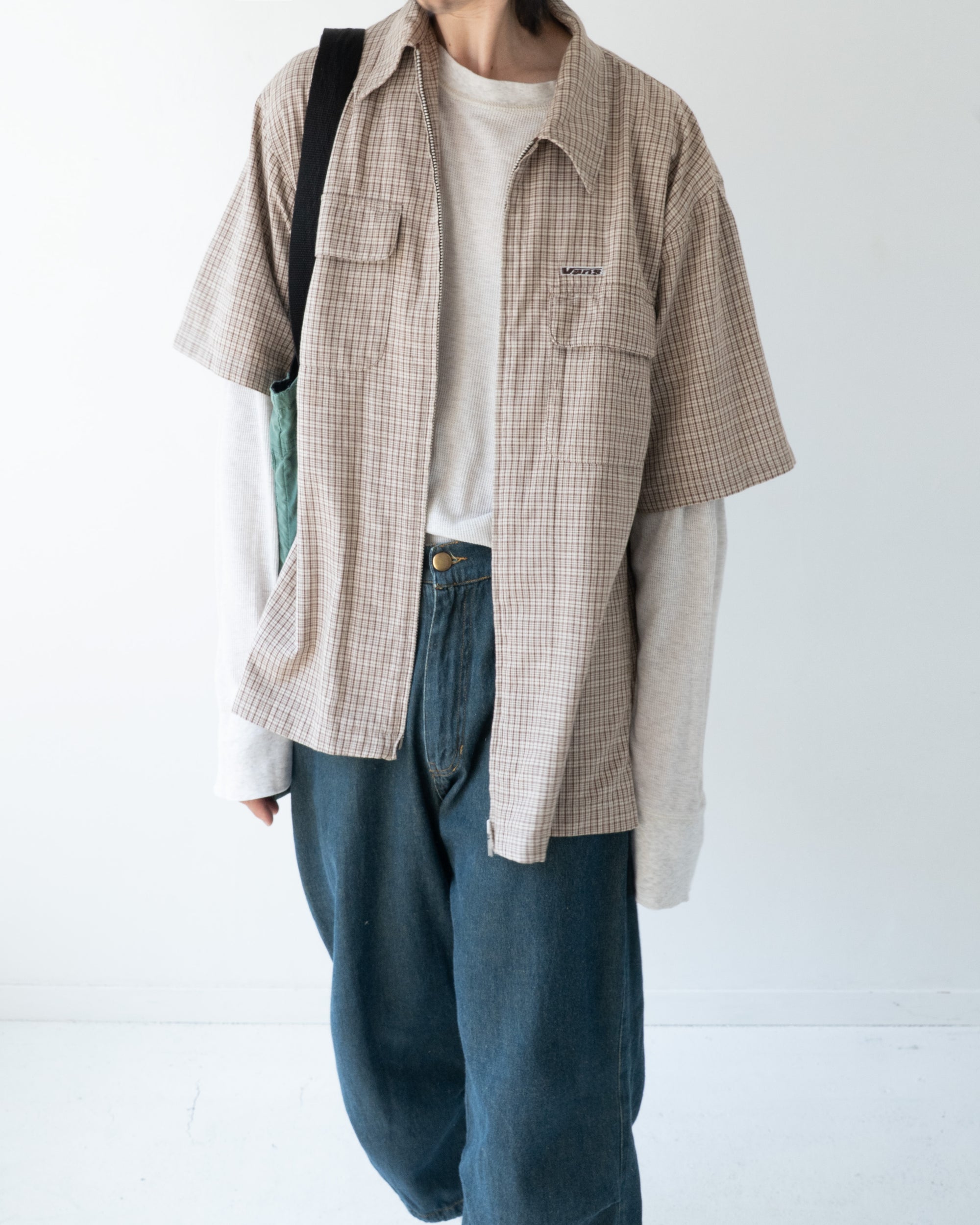 90S VANS ZIP-UP CHECK SHIRT