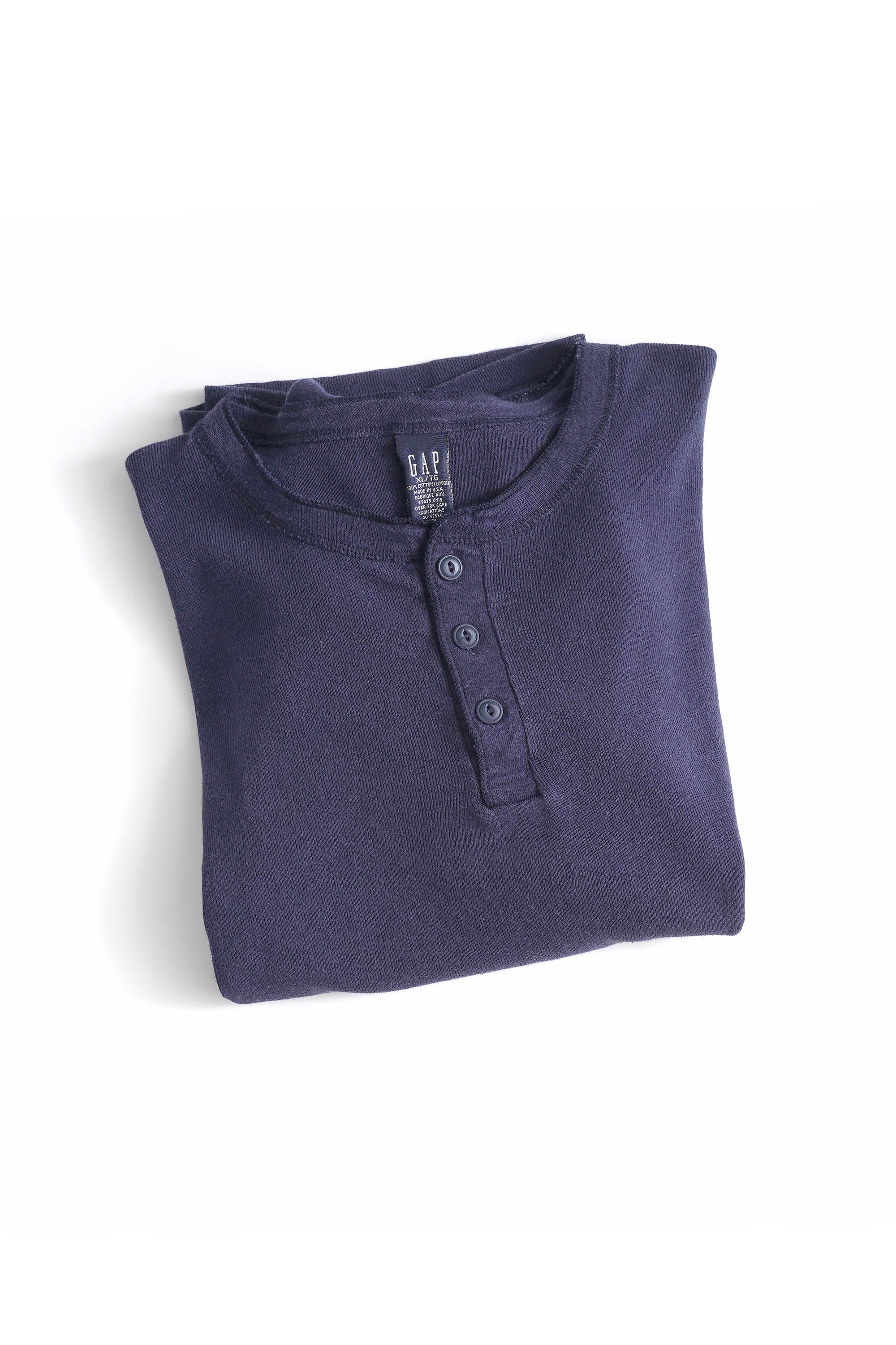90S MADE IN USA GAP RIBBED HENRY NECK PULLOVER