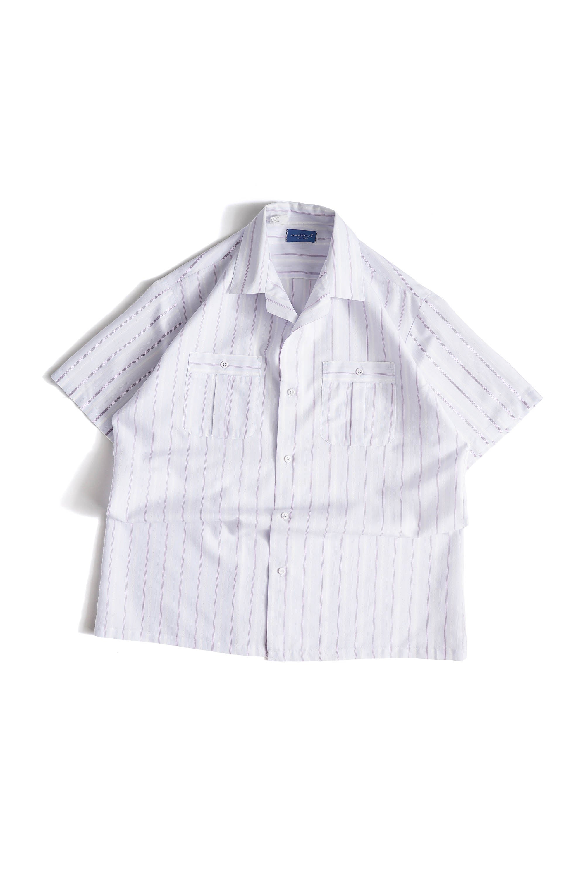 80S MADE IN USA TOWN CRAFT OPEN COLLAR SHIRT