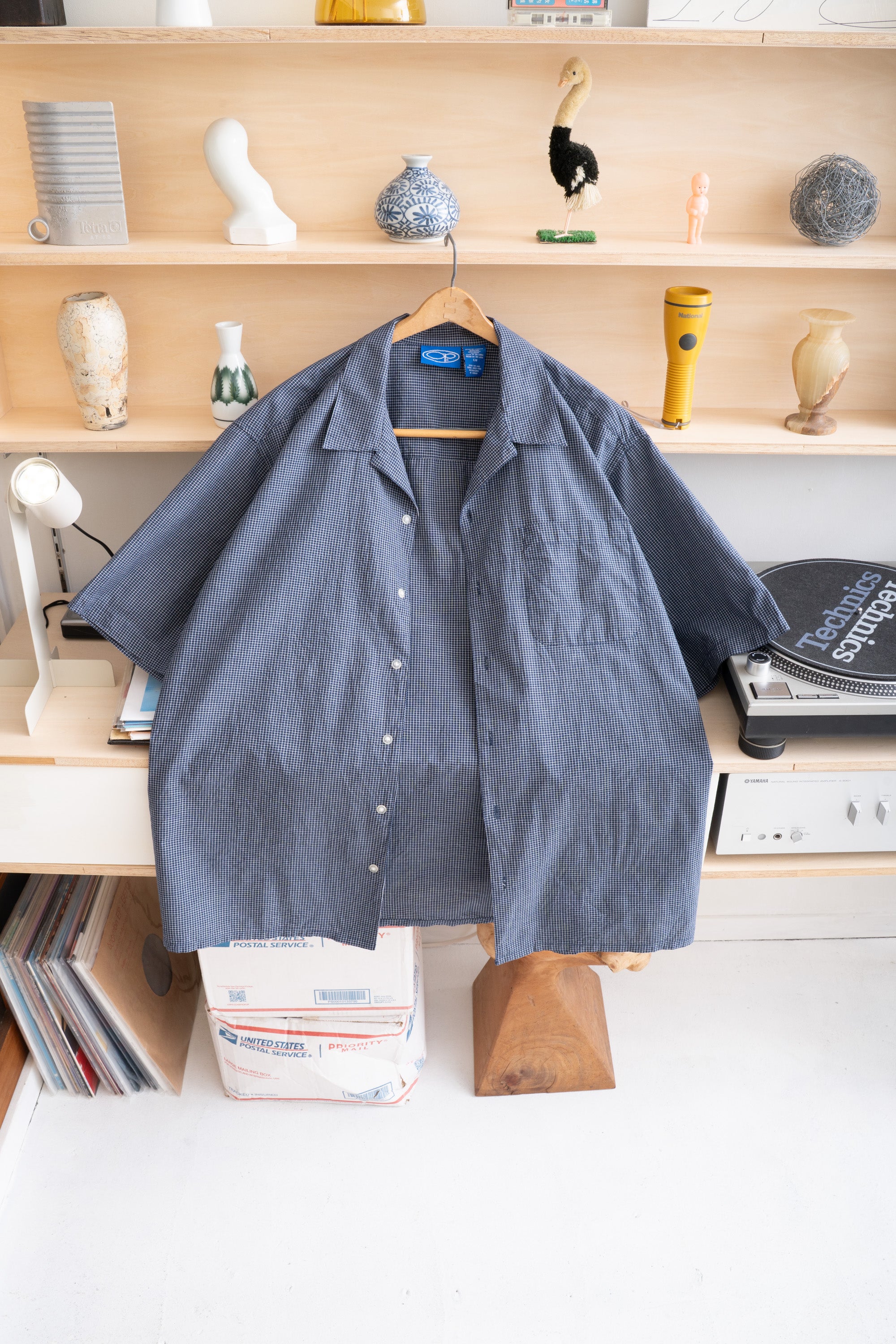 90S OCEAN PACIFIC OPEN COLLAR CHECK SHIRT