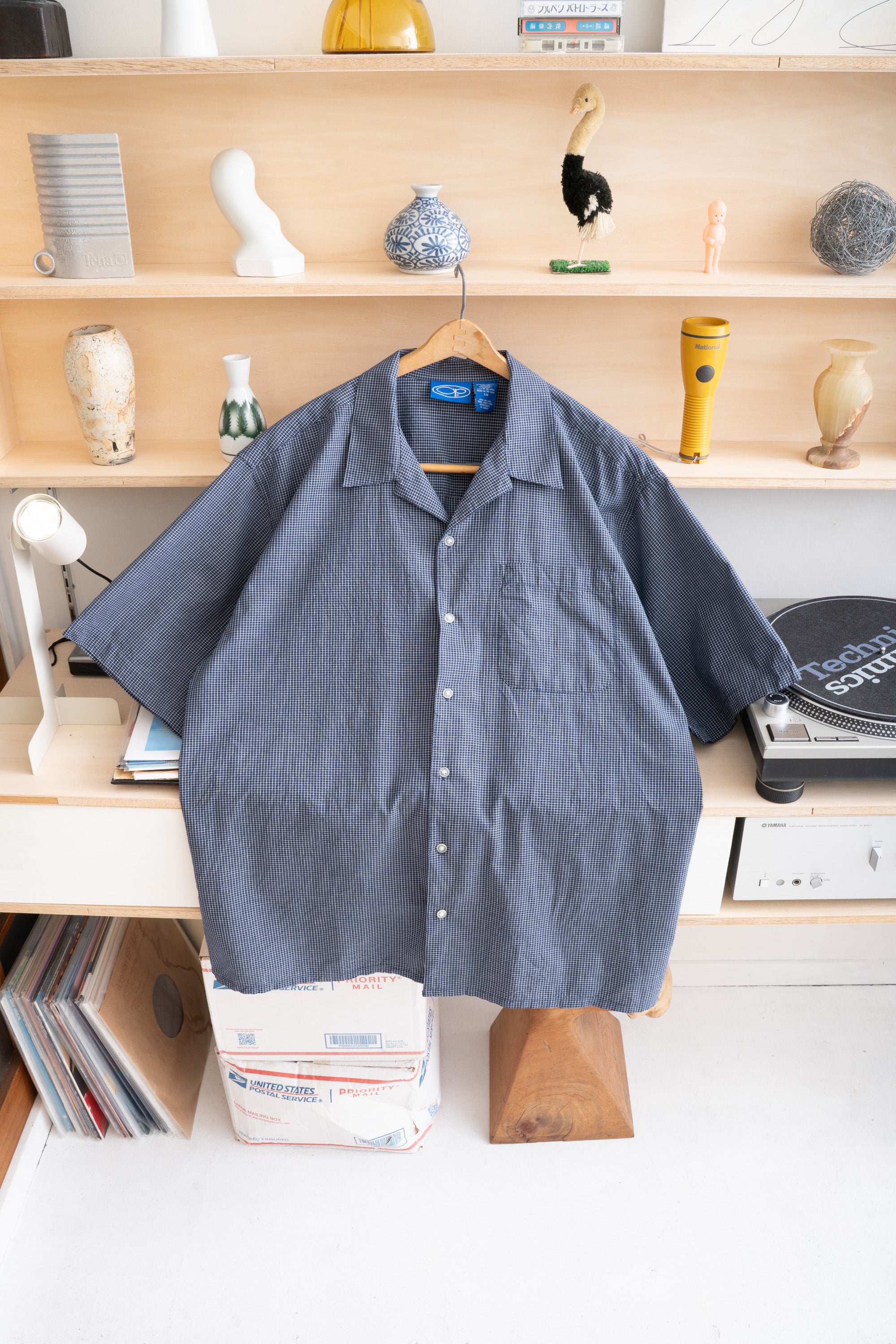 90S OCEAN PACIFIC OPEN COLLAR CHECK SHIRT