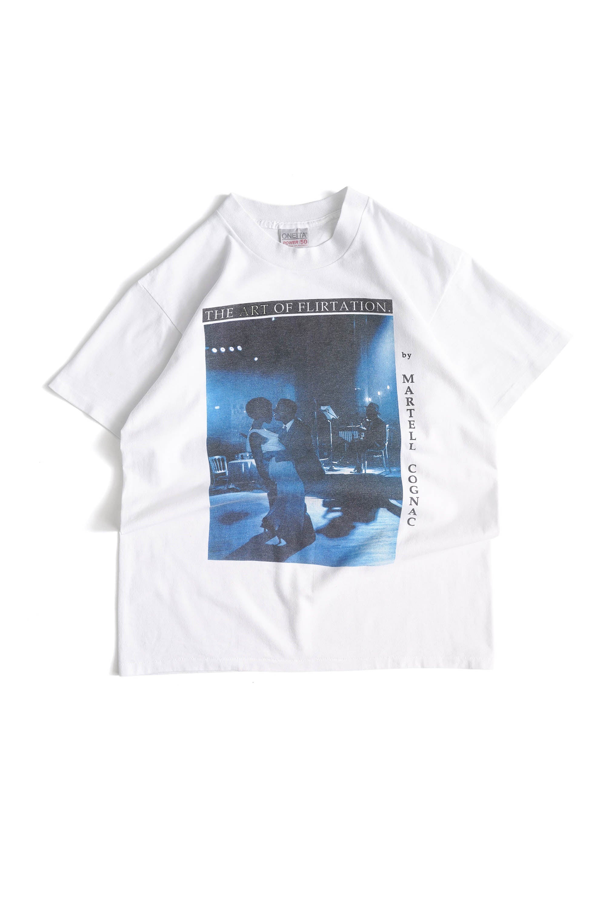 90S MADE IN USA THE ART OF  FLIRTATION BY MARTELL COGNAC T-SHIRT (ONEITA)