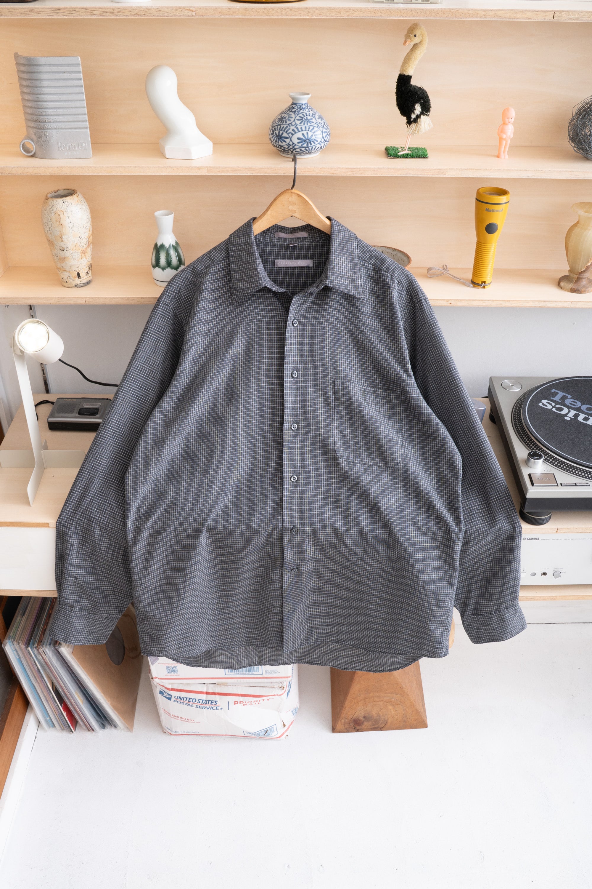 90~00S GEOFFREY BEENE RAYON CHECK SHIRT