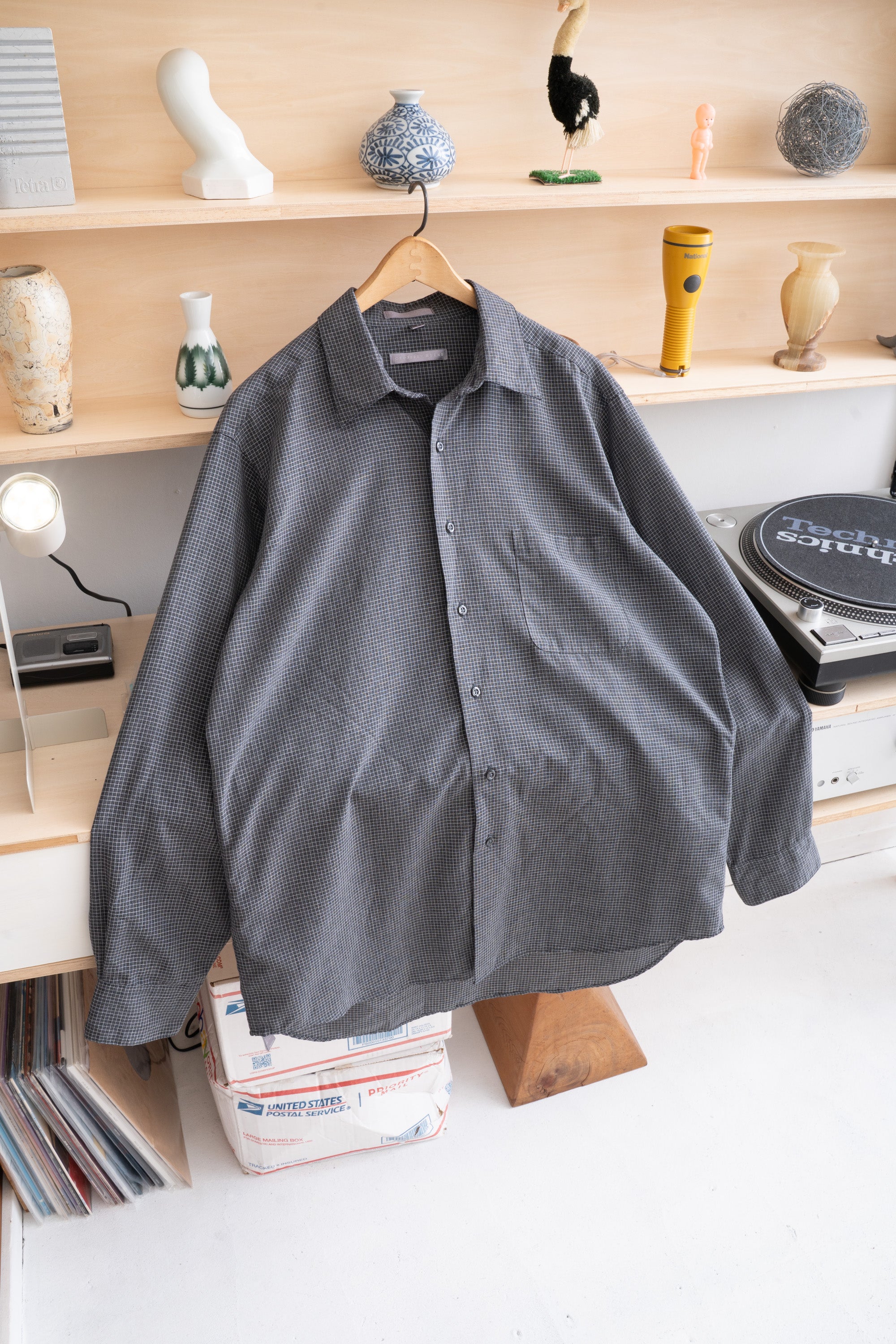 90~00S GEOFFREY BEENE RAYON CHECK SHIRT
