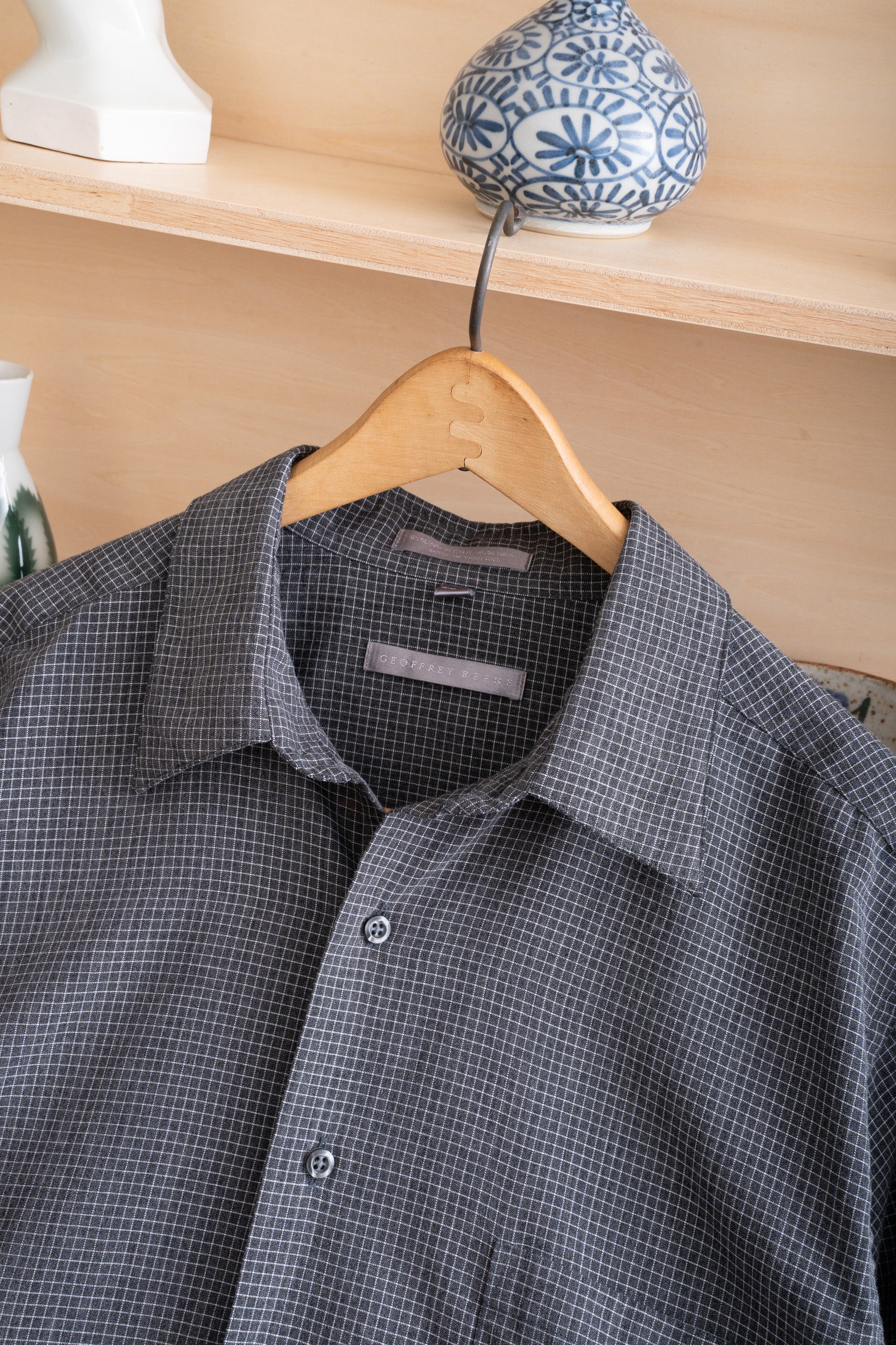 90~00S GEOFFREY BEENE RAYON CHECK SHIRT