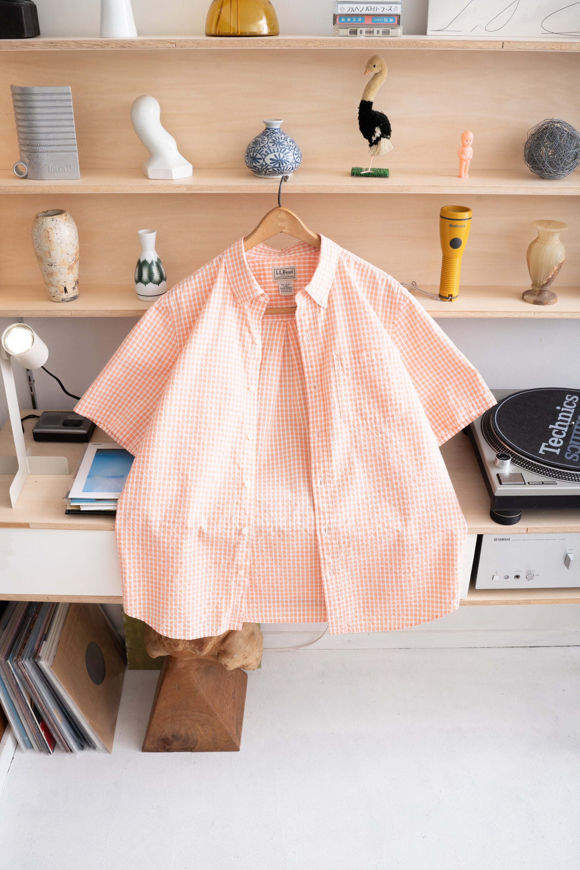 00S L.L.BEAN CHECKED SEERSUCKER SHIRT