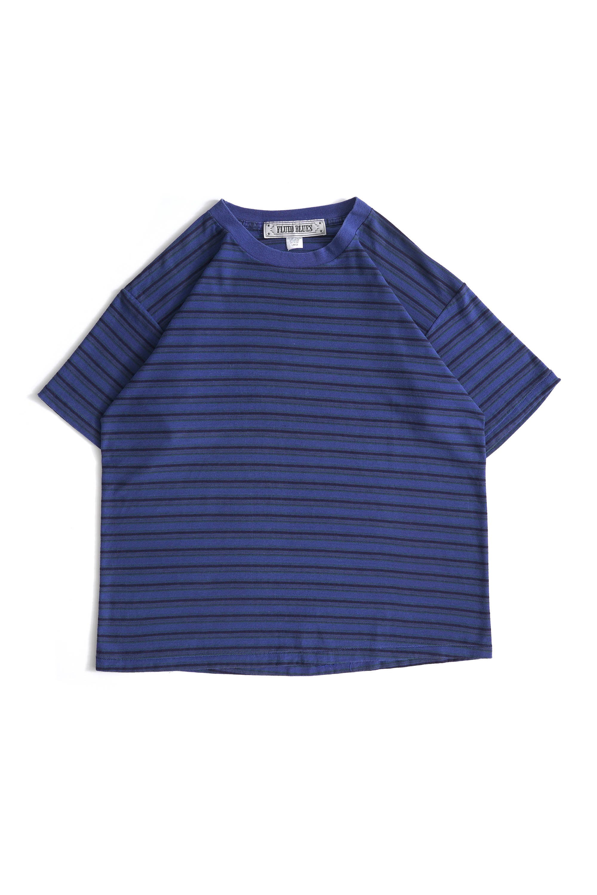 80~90S MADE IN USA FLUID BLUES STRIPED T-SHIRT