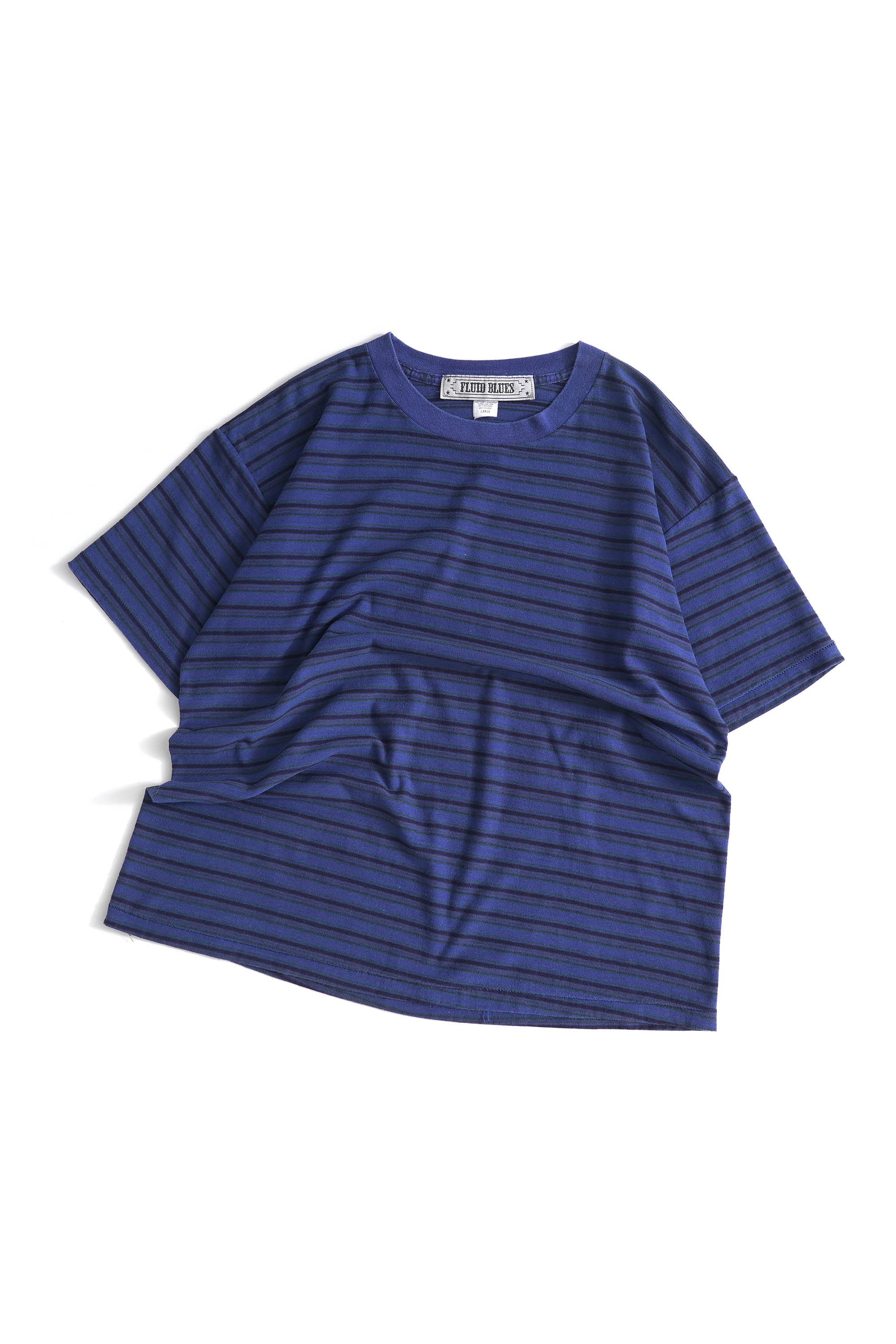 80~90S MADE IN USA FLUID BLUES STRIPED T-SHIRT