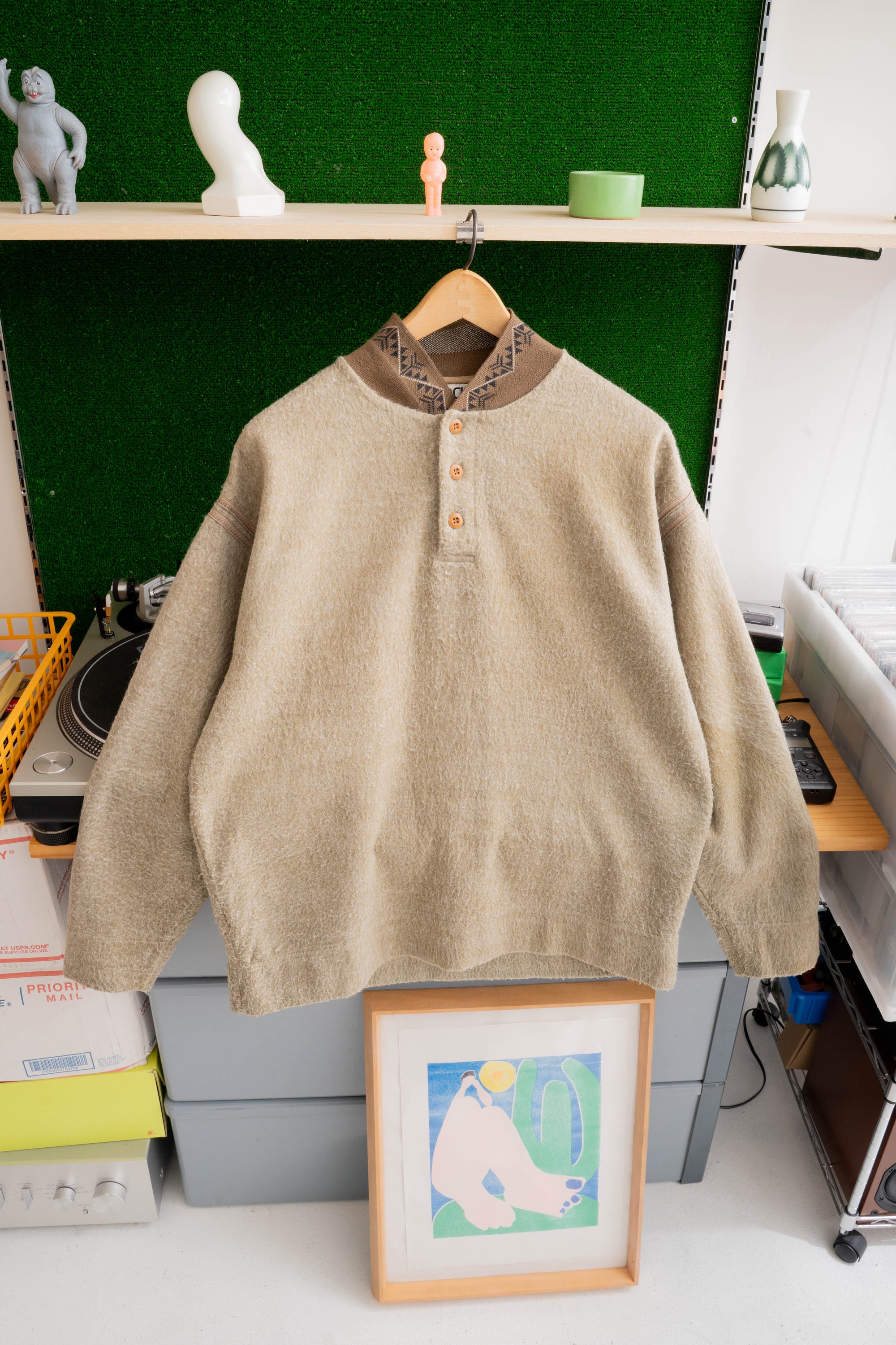 90S ROCK ISLAND HENRY NECK FLEECE PULLOVER